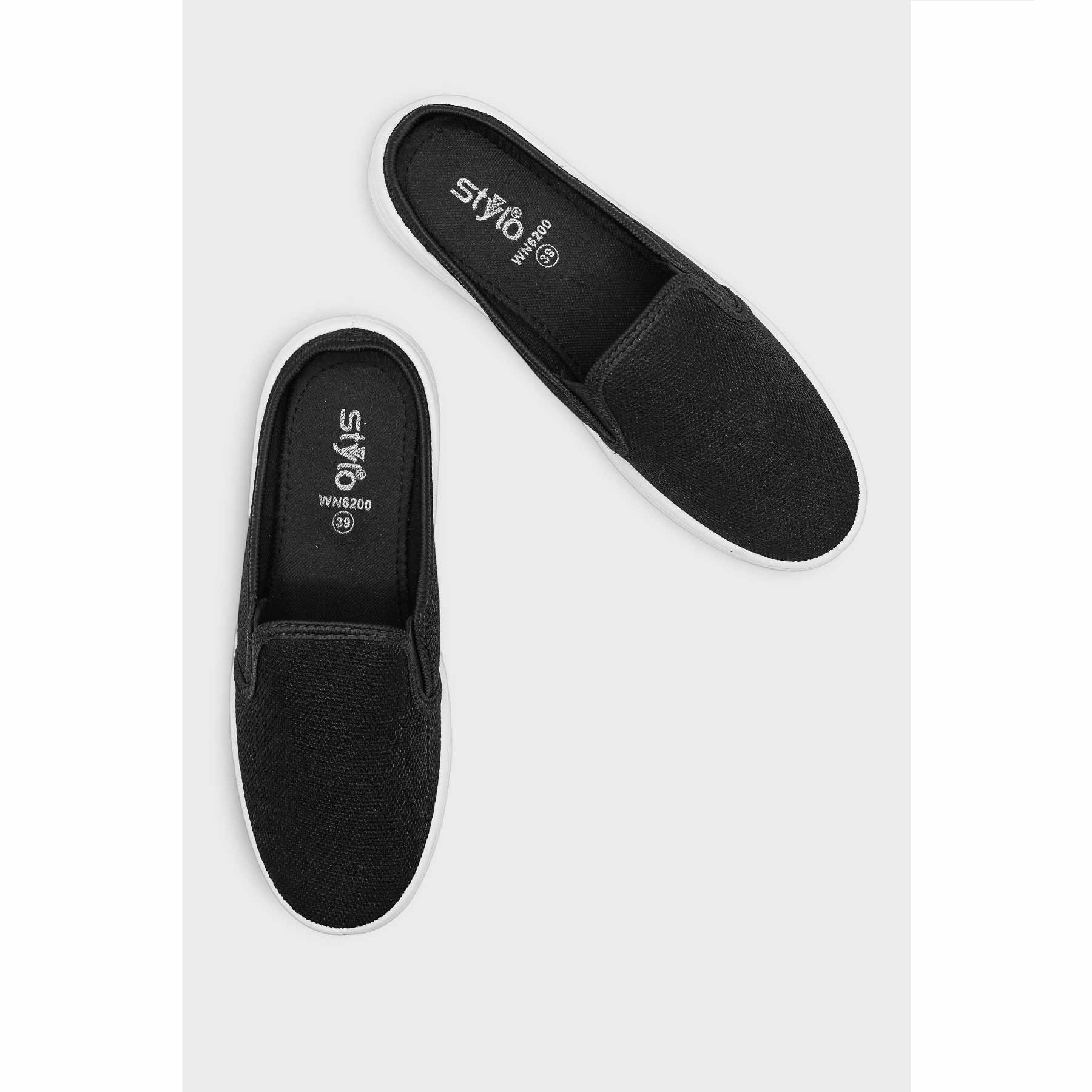 Black Canvas Slip Ons WN6200 - Image 5
