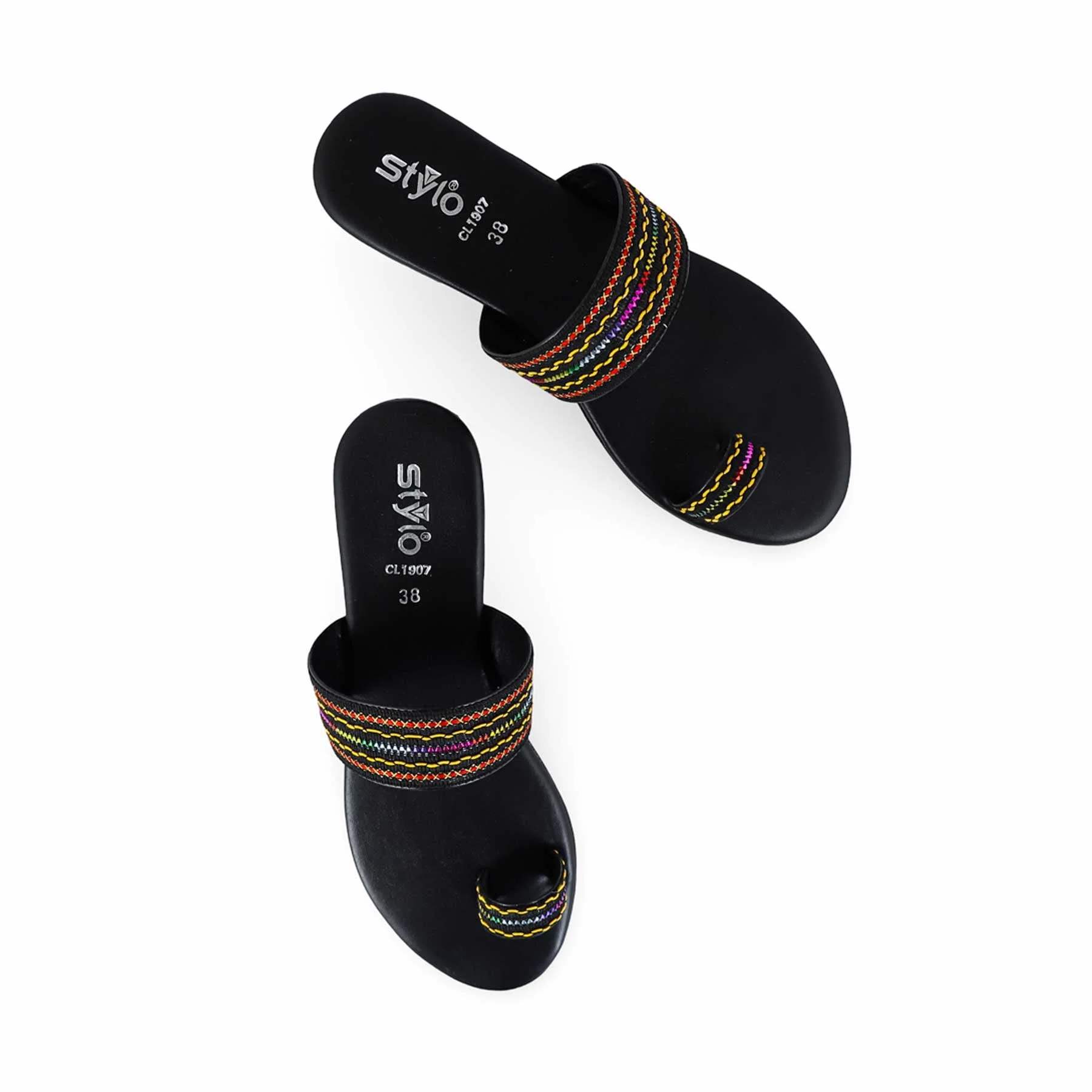 Black Casual Chappal CL1907 - Image 5