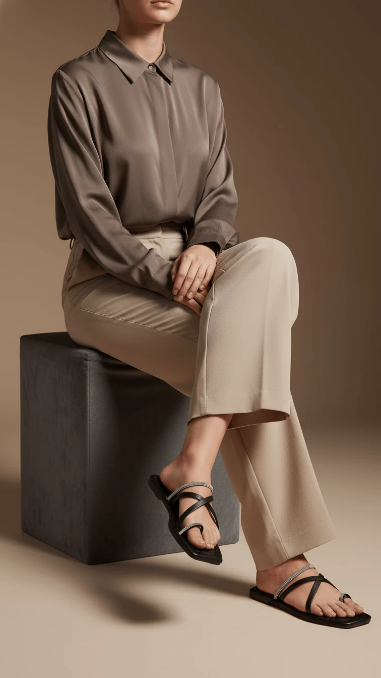 Black Casual Chappal CL1936 - Image 2