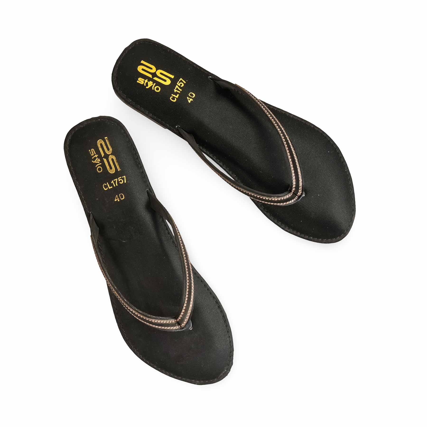 Black Casual Chappal For Ladies CL1757 - Image 4