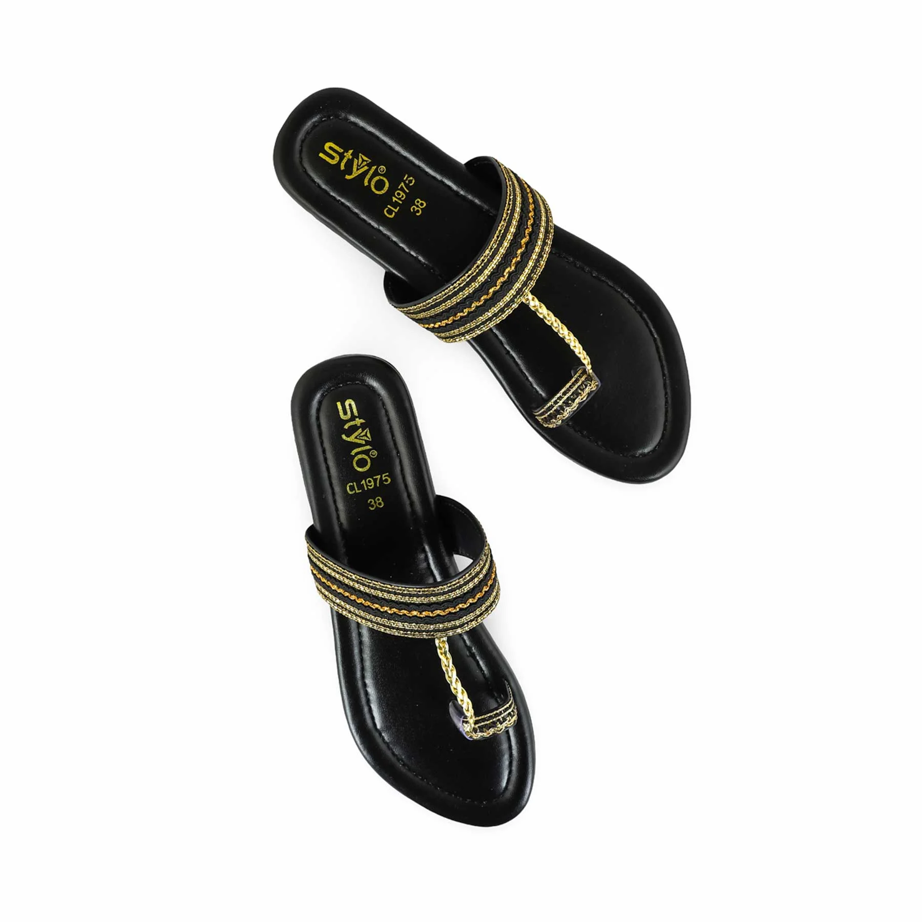Black Casual Chappal For Ladies CL1975 - Image 5