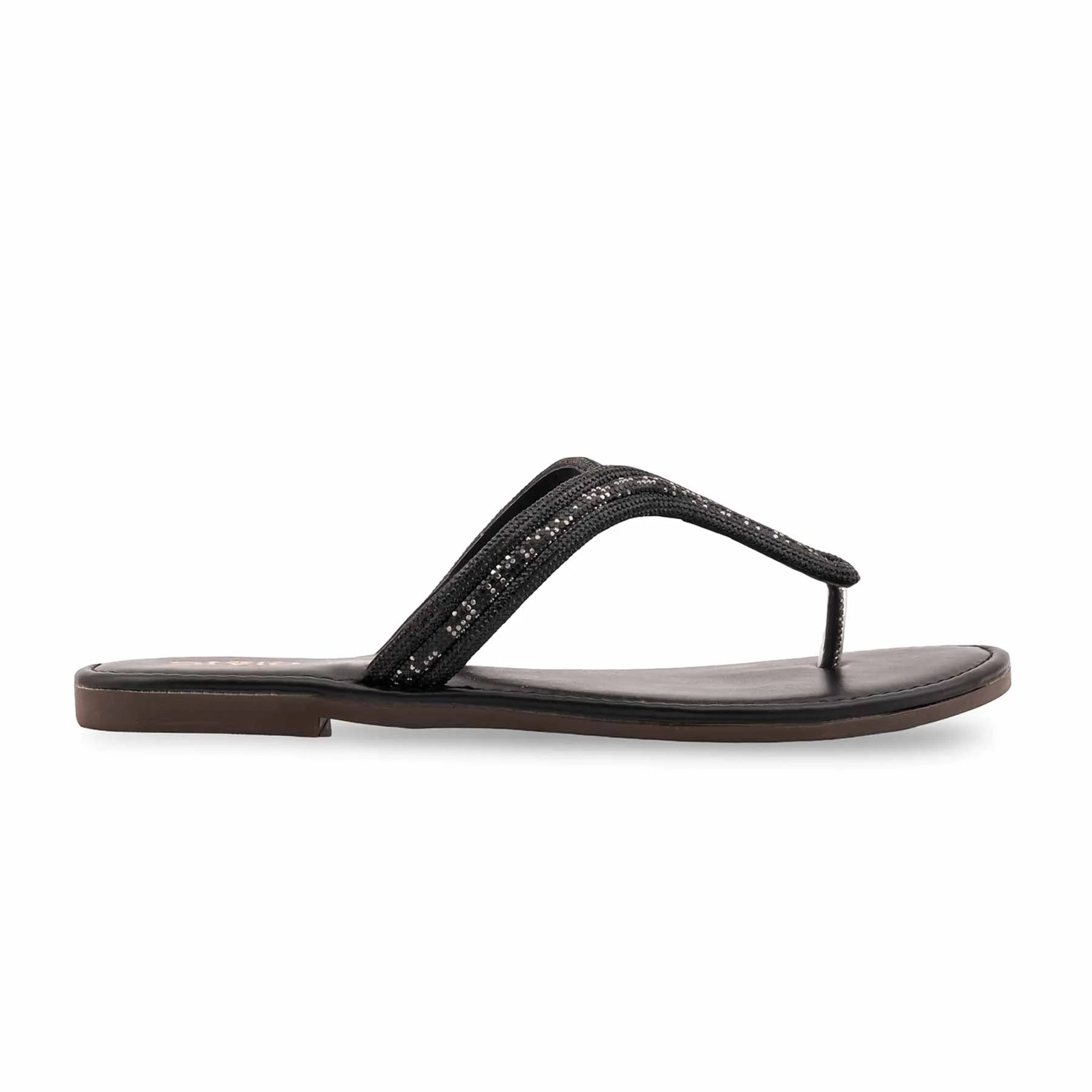 Black Casual Chappal For Ladies CL2245 - Image 2