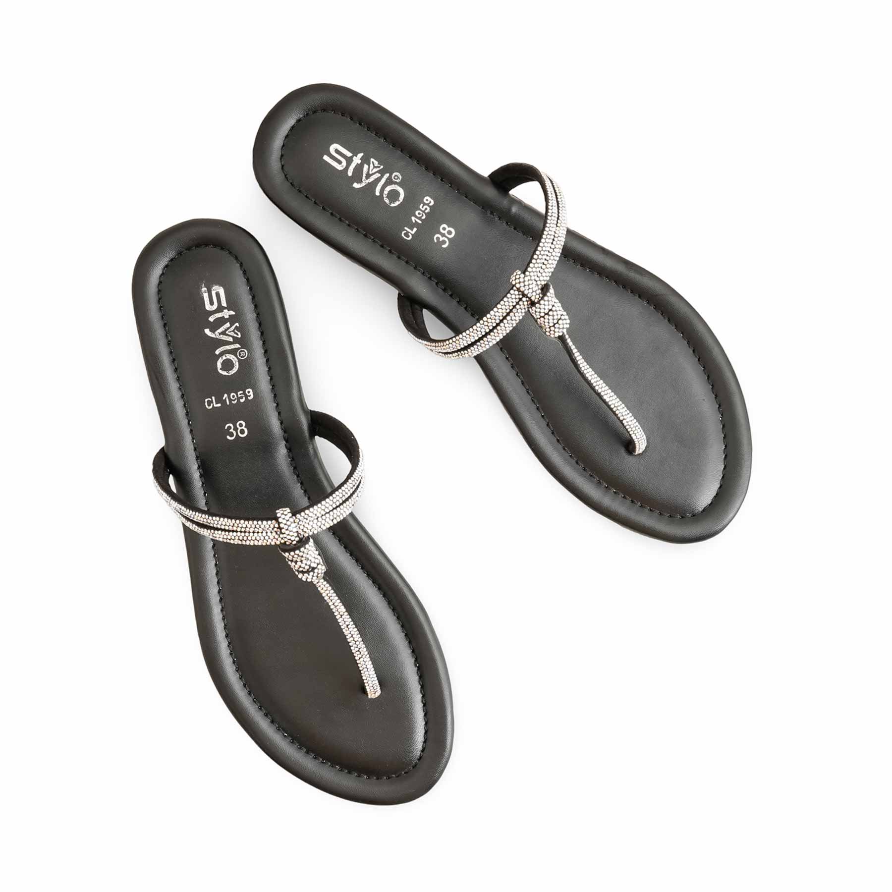 Black Casual Chappal For Women CL1959 - Image 5