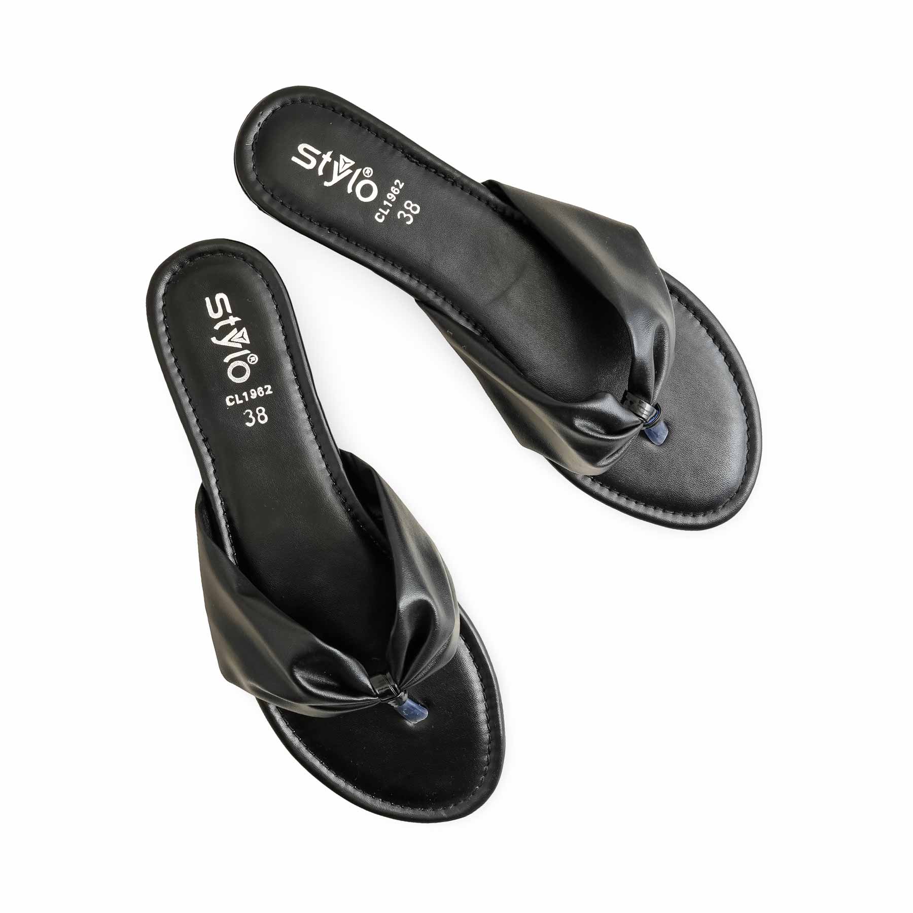 Black Casual Chappal For Women CL1962 - Image 4