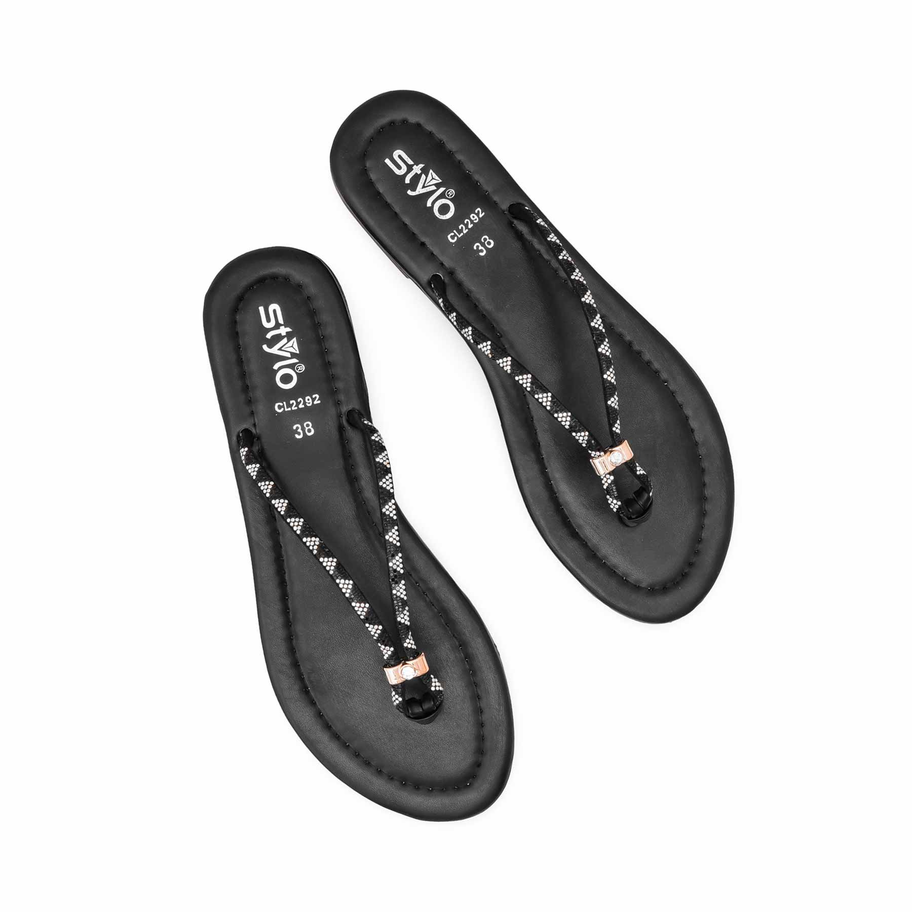 Black Casual Chappal For Women CL2292 - Image 5