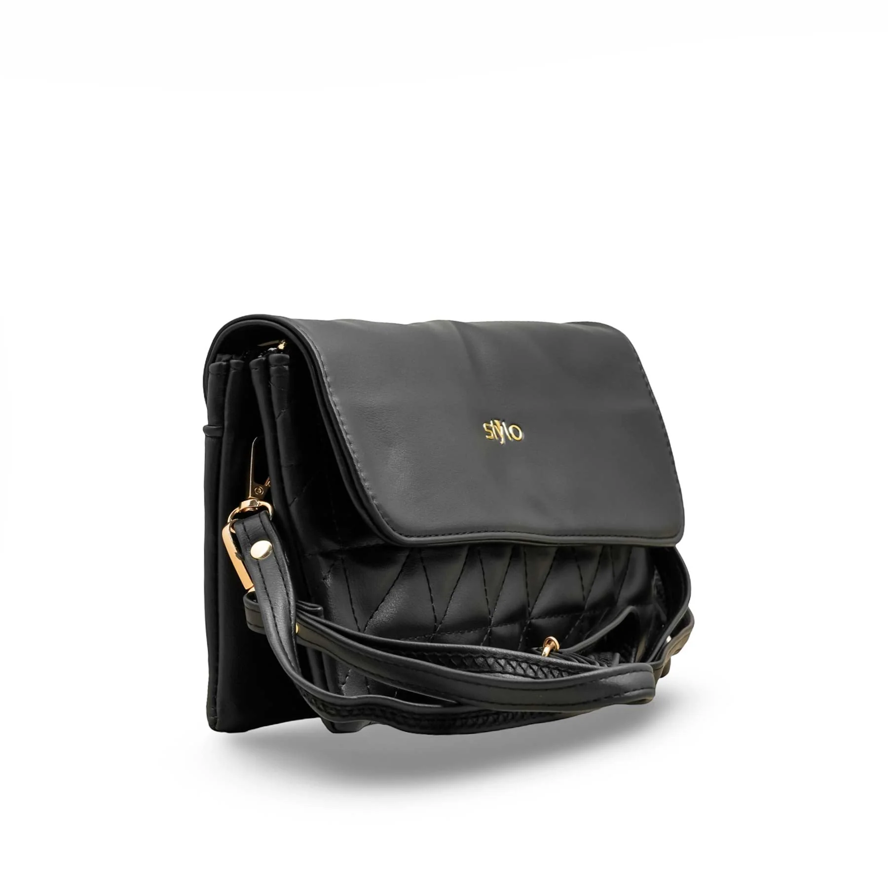 Black Casual Pouch For Ladies P97641 - Image 3