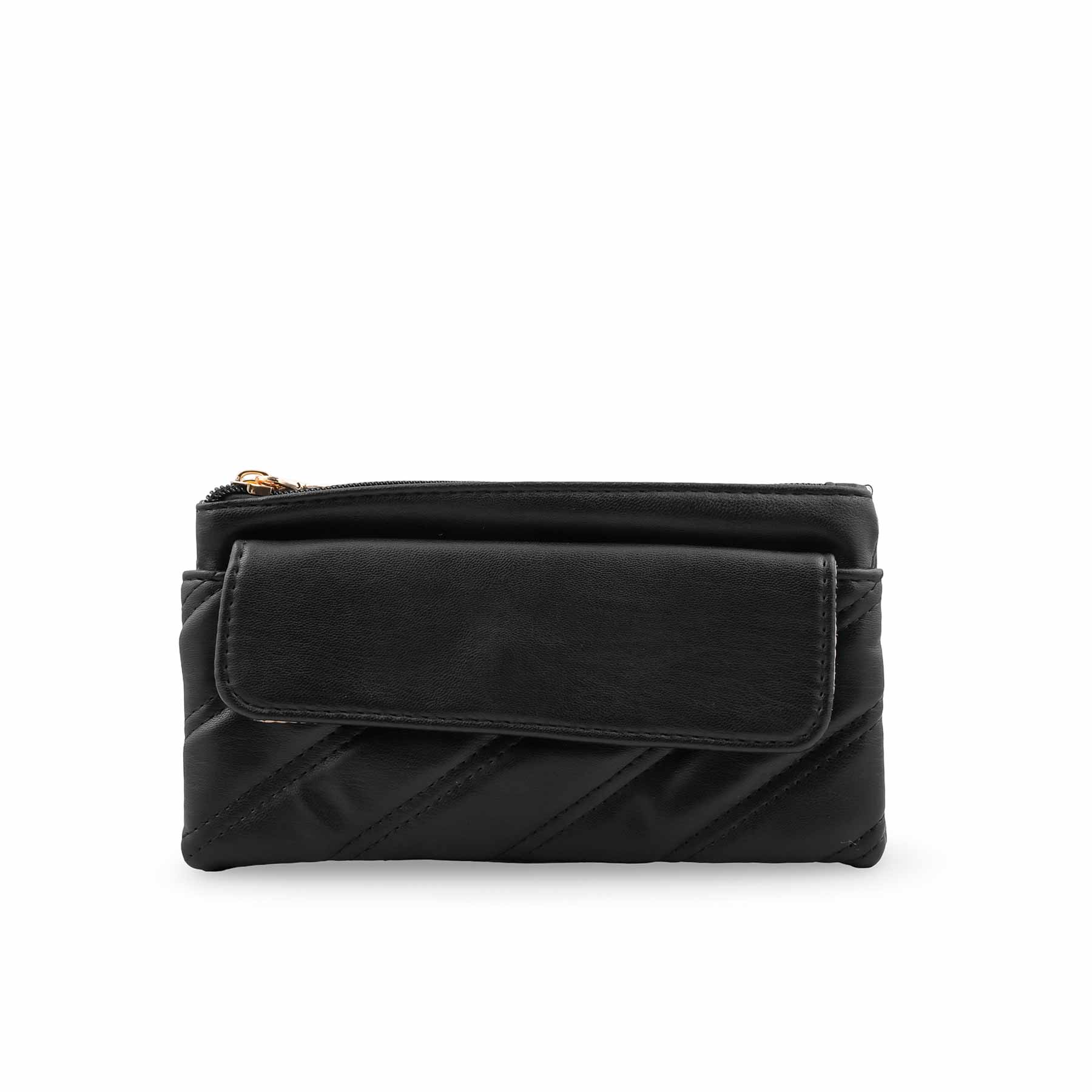 Black Casual Pouch For Ladies P97679 - Image 2