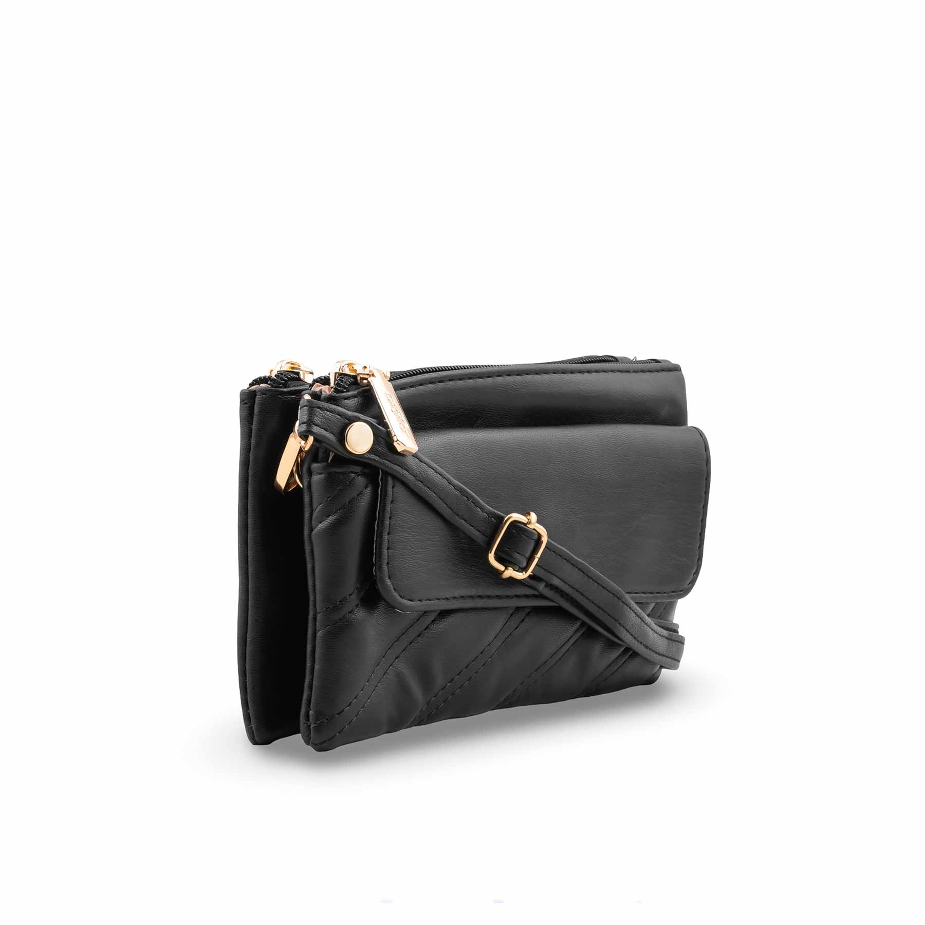 Black Casual Pouch For Ladies P97679 - Image 3