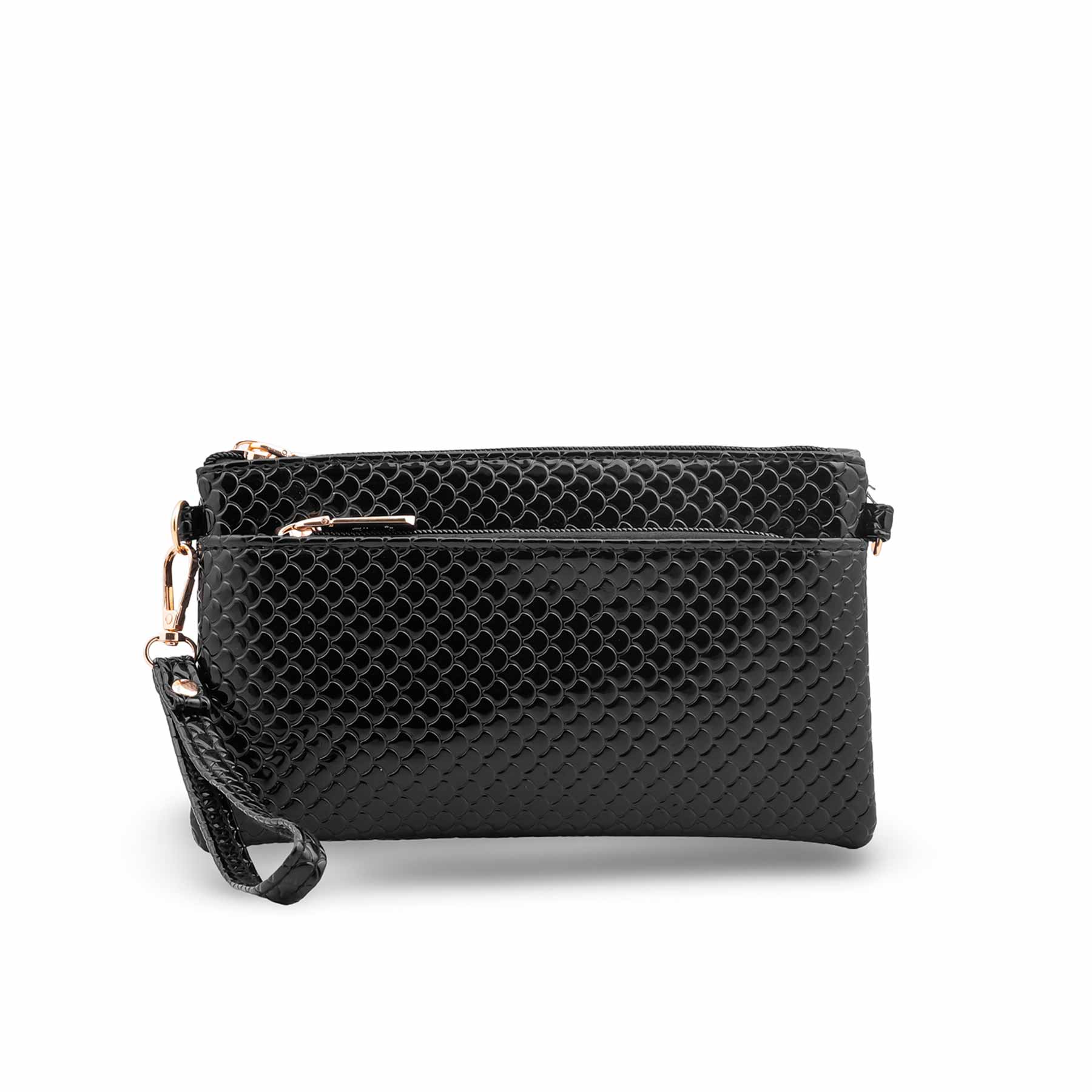 Black Casual Pouch For Women P97735 - Image 2