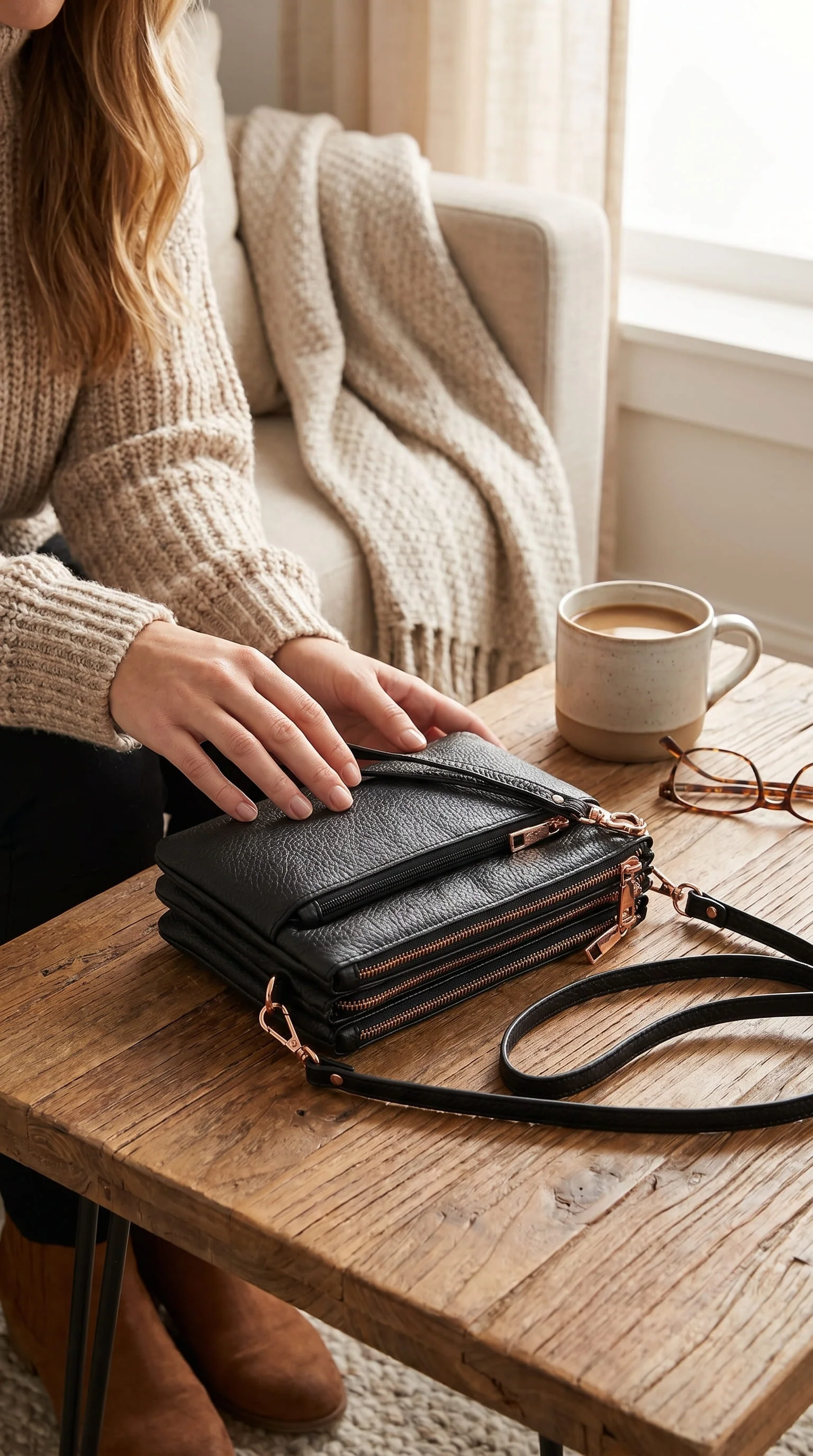 Black Casual Pouch For Women P97743