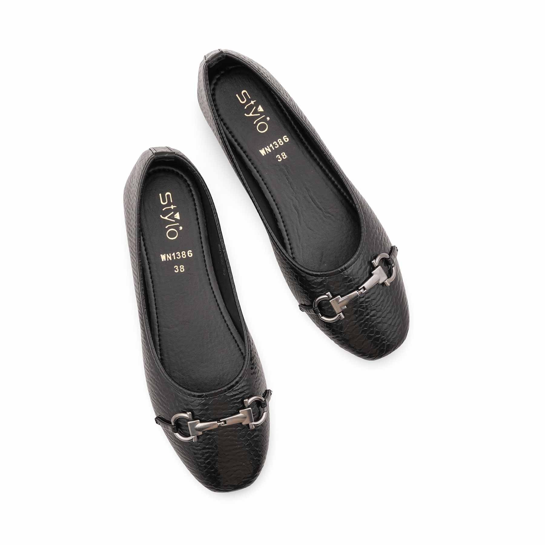 Black Casual Pumps For Women WN1386 - Image 12