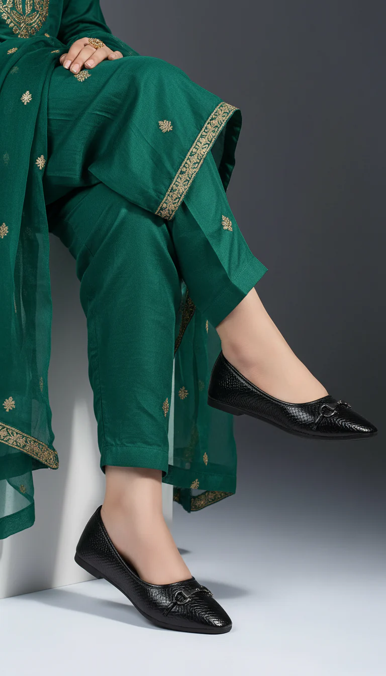 Black Casual Pumps For Women WN1386 - Image 7