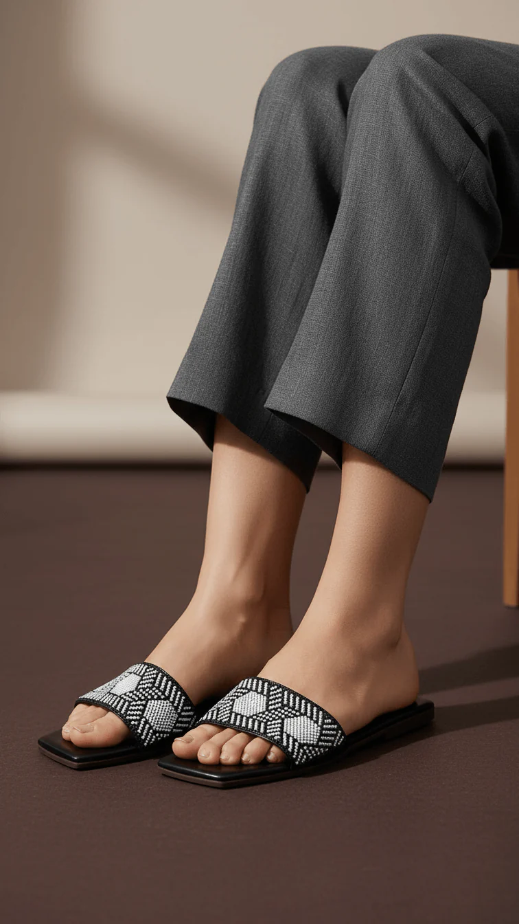 Black Casual Slipper For Ladies CL2095