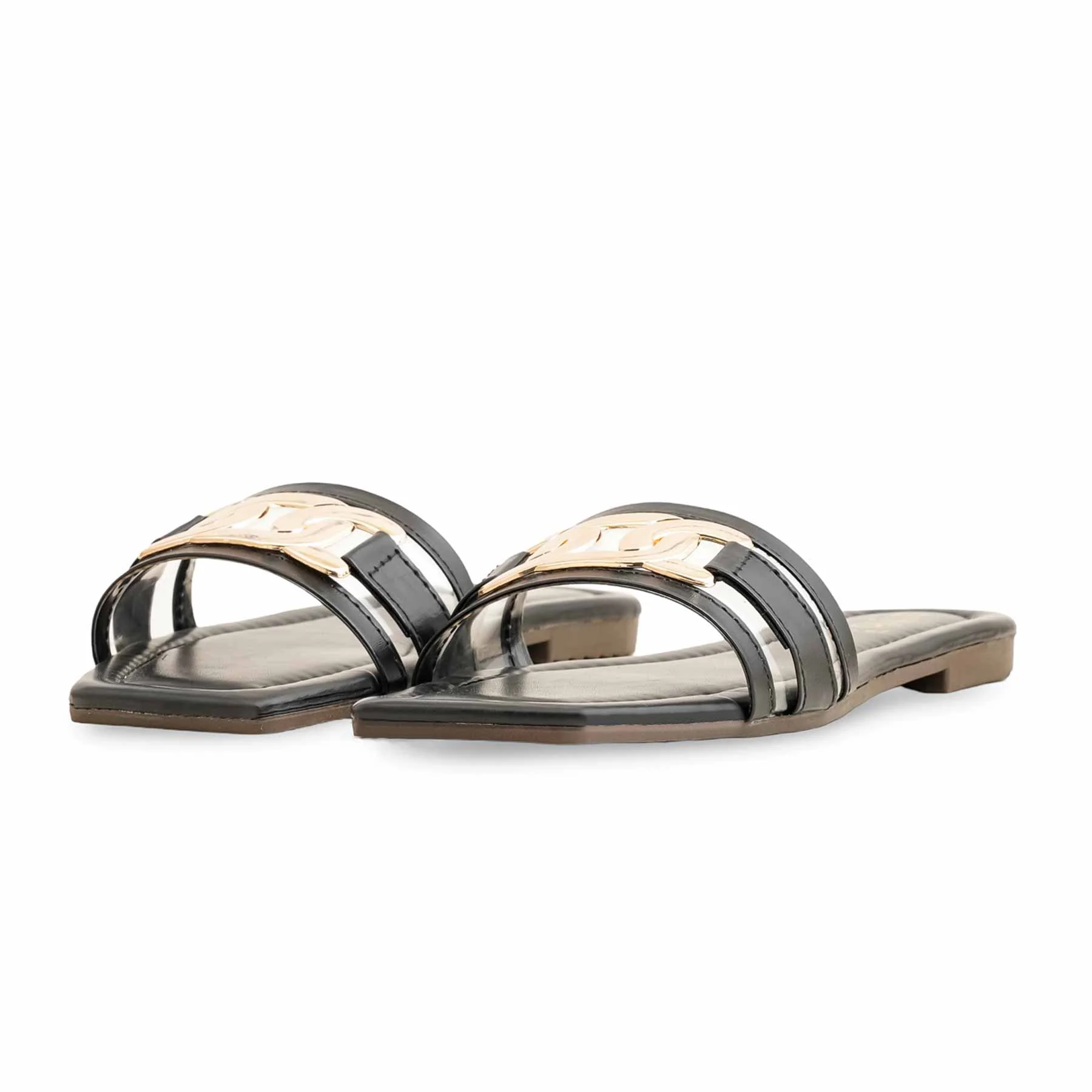 Black Casual Slipper For Women CL1967 - Image 3
