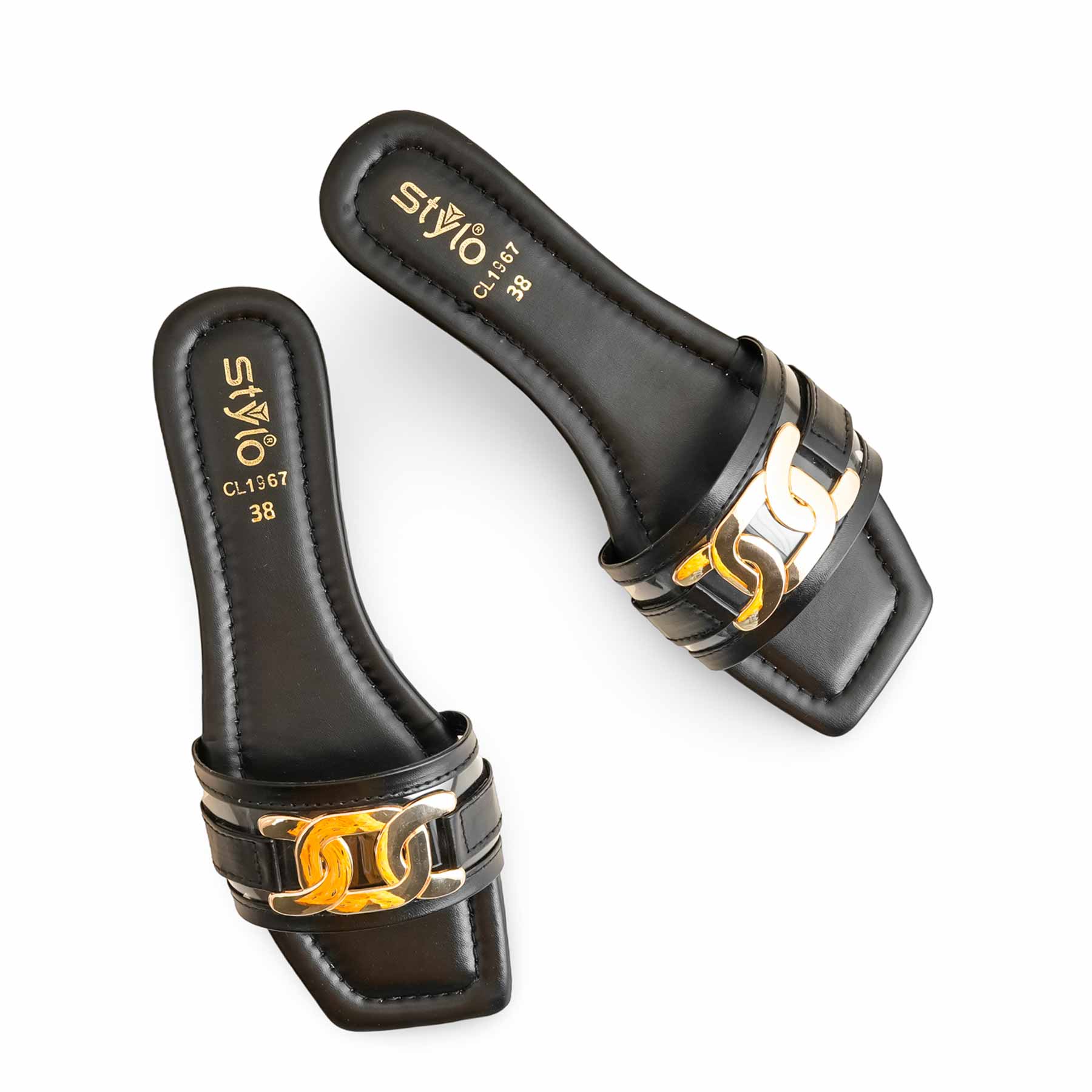 Black Casual Slipper For Women CL1967 - Image 5