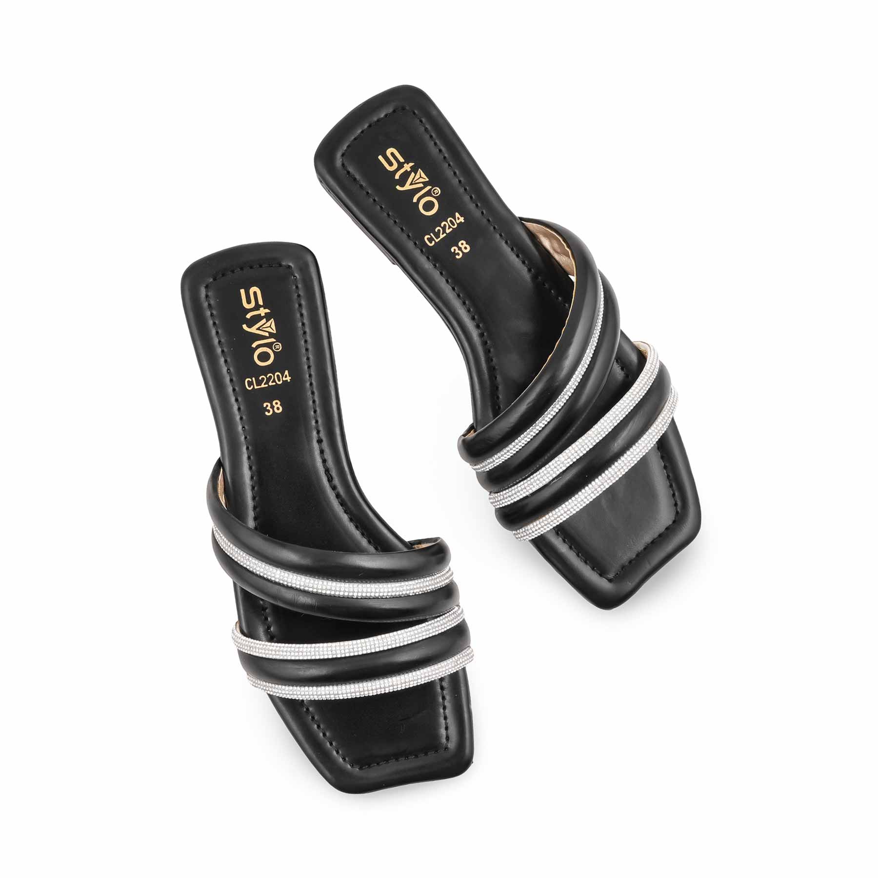 Black Casual Slipper For Women CL2204 - Image 5