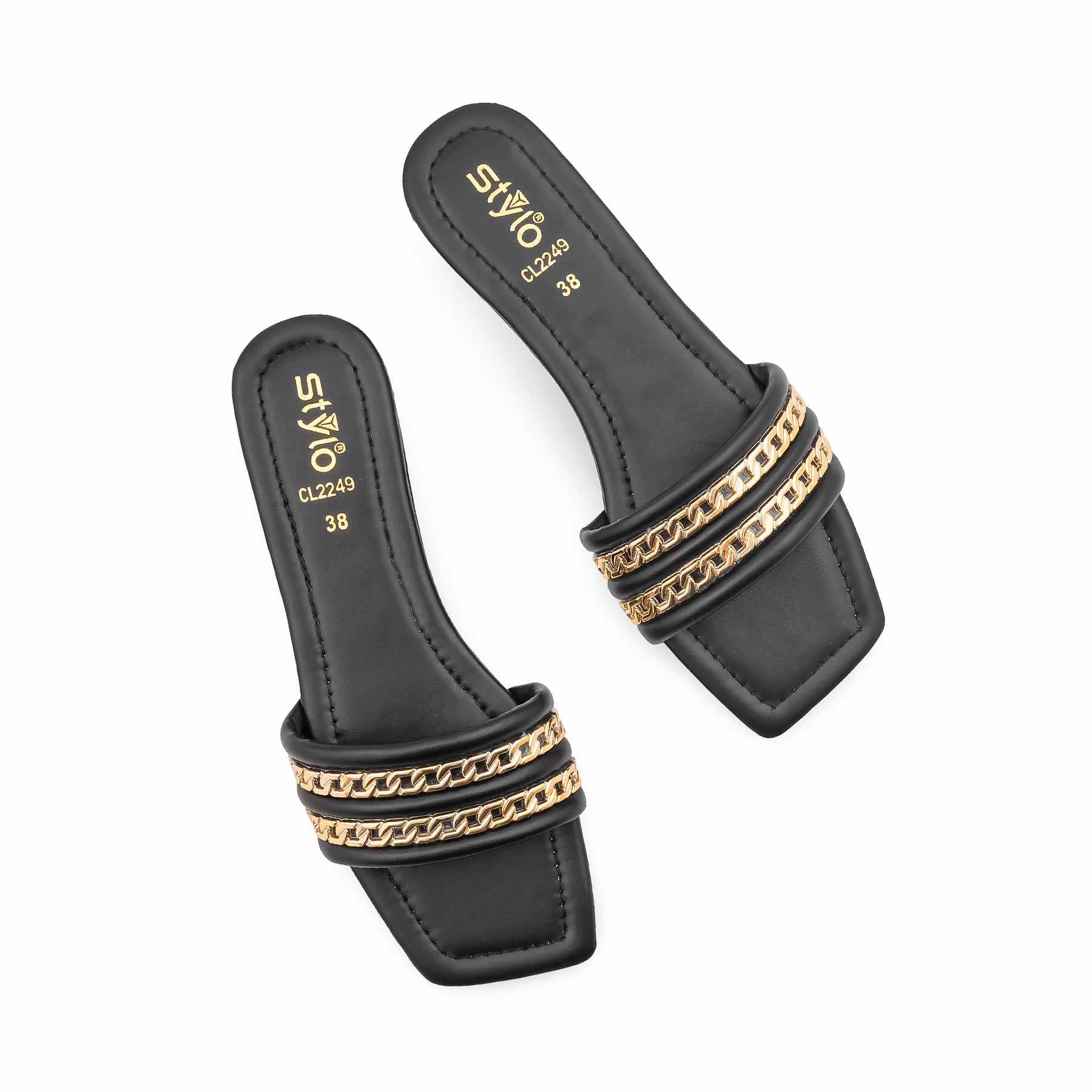 Black Casual Slipper For Women CL2249 - Image 6