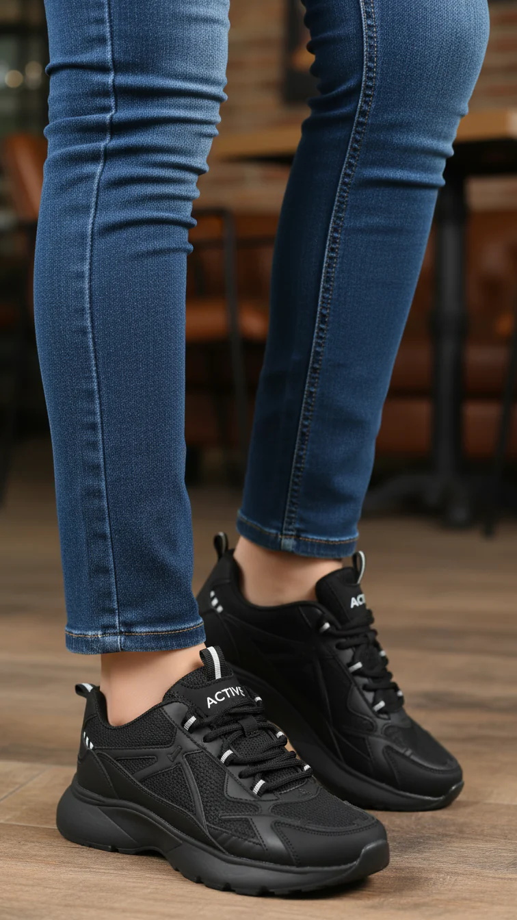 Black Casual Sneaker For Ladies AT7350