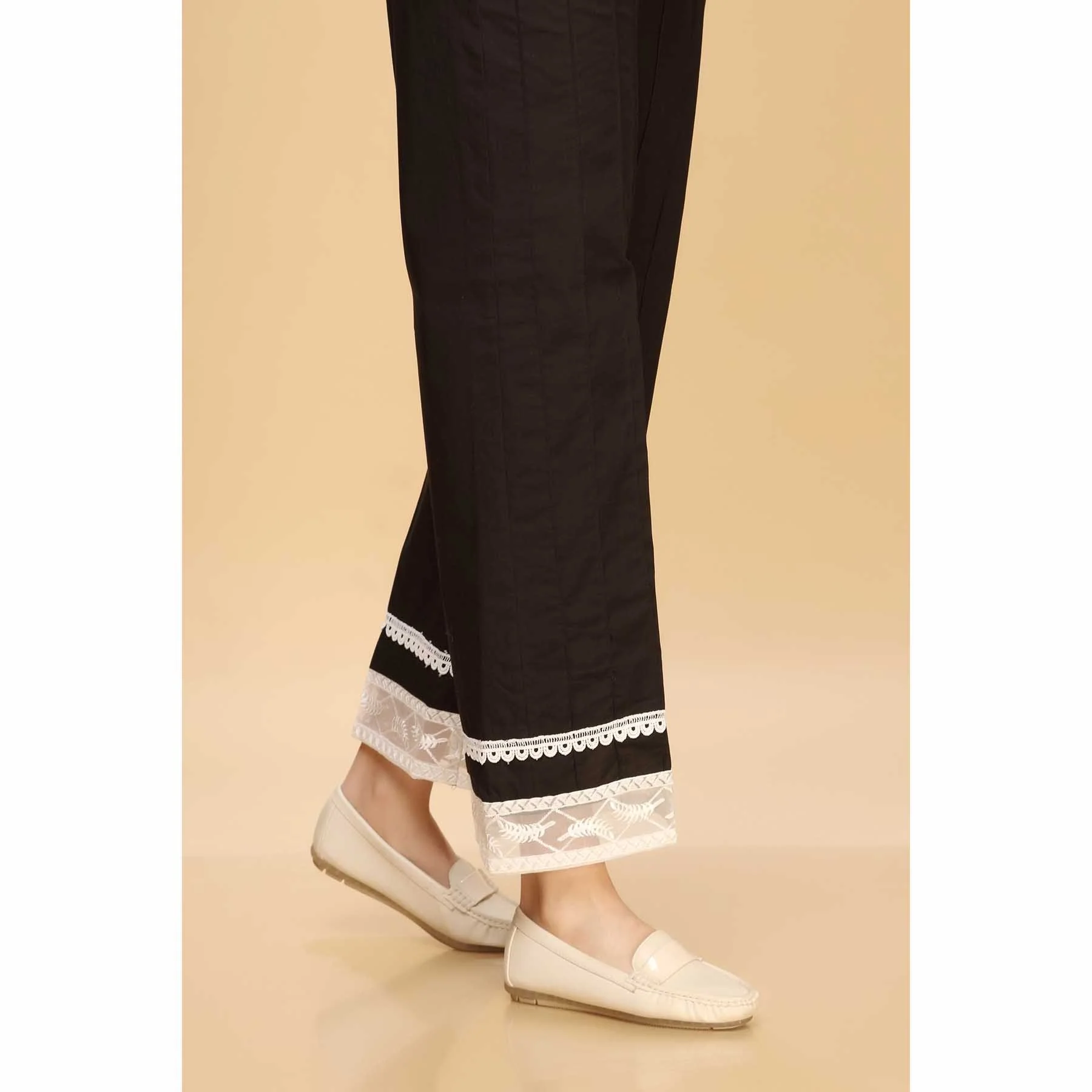 Black Color Embellished Cambric Trouser PW1535 - Image 2