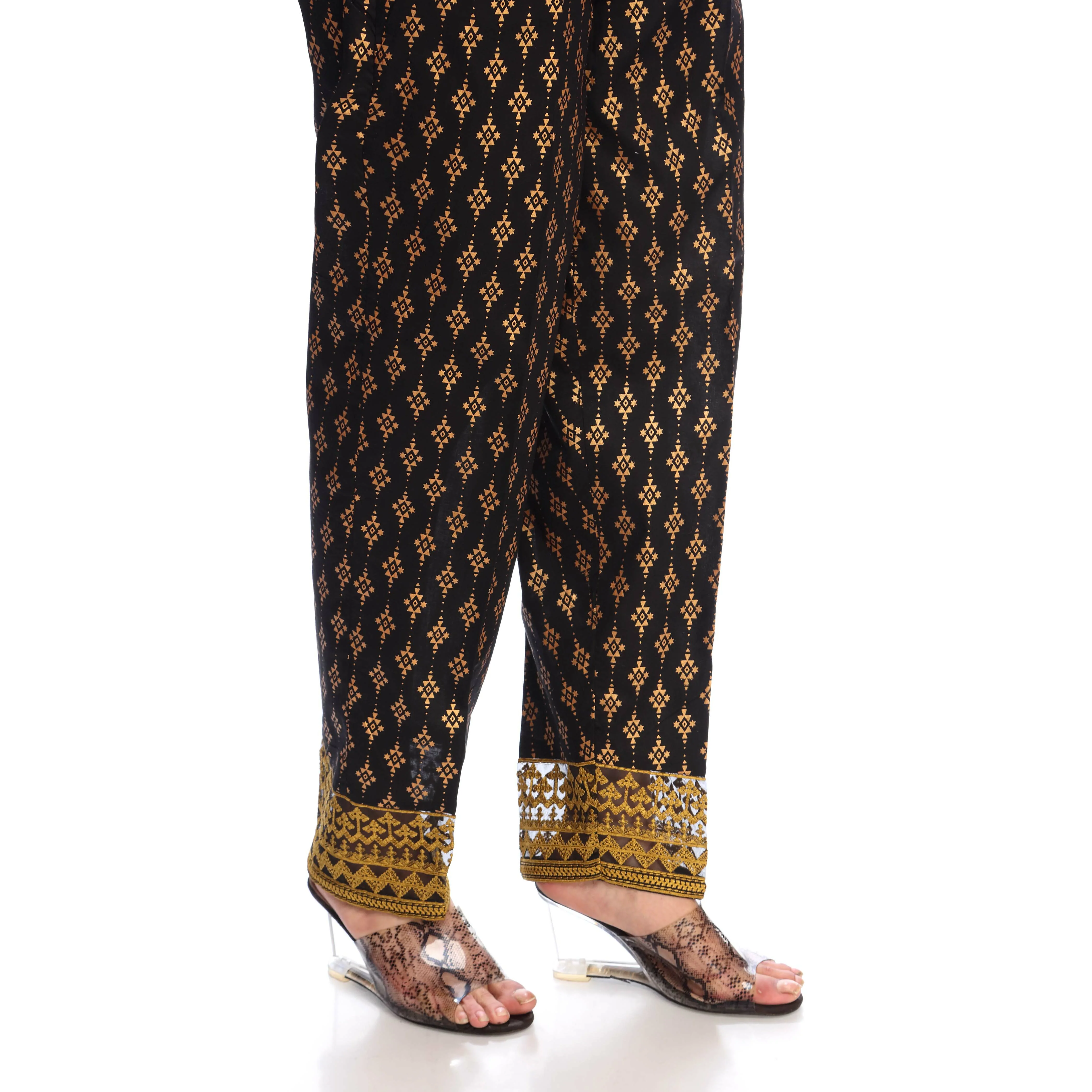Black Color Straight Fit Cambric Trouser PS2518 - Image 2