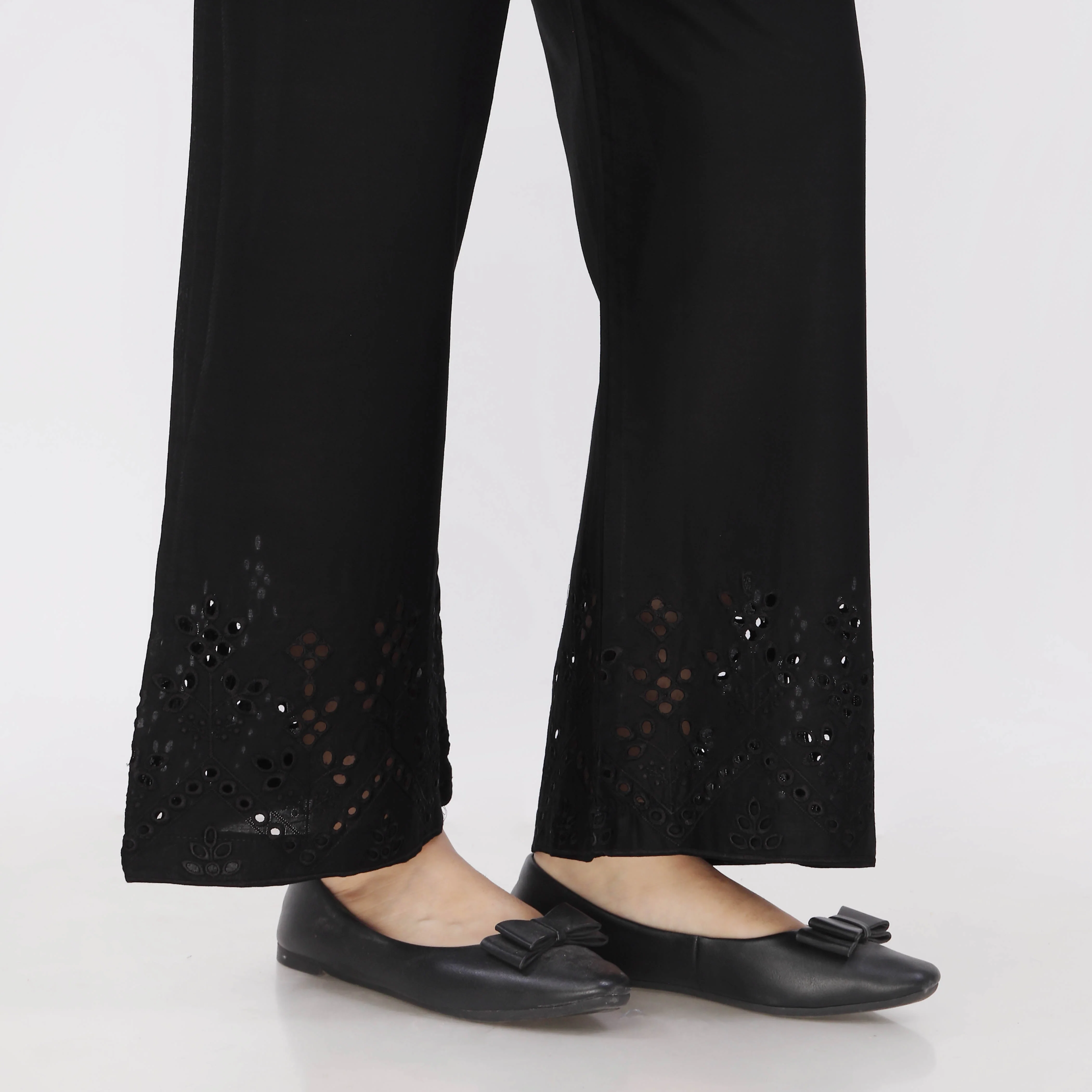 Black Cotton Cambric Embroiderd Trouser PL5064 - Image 4