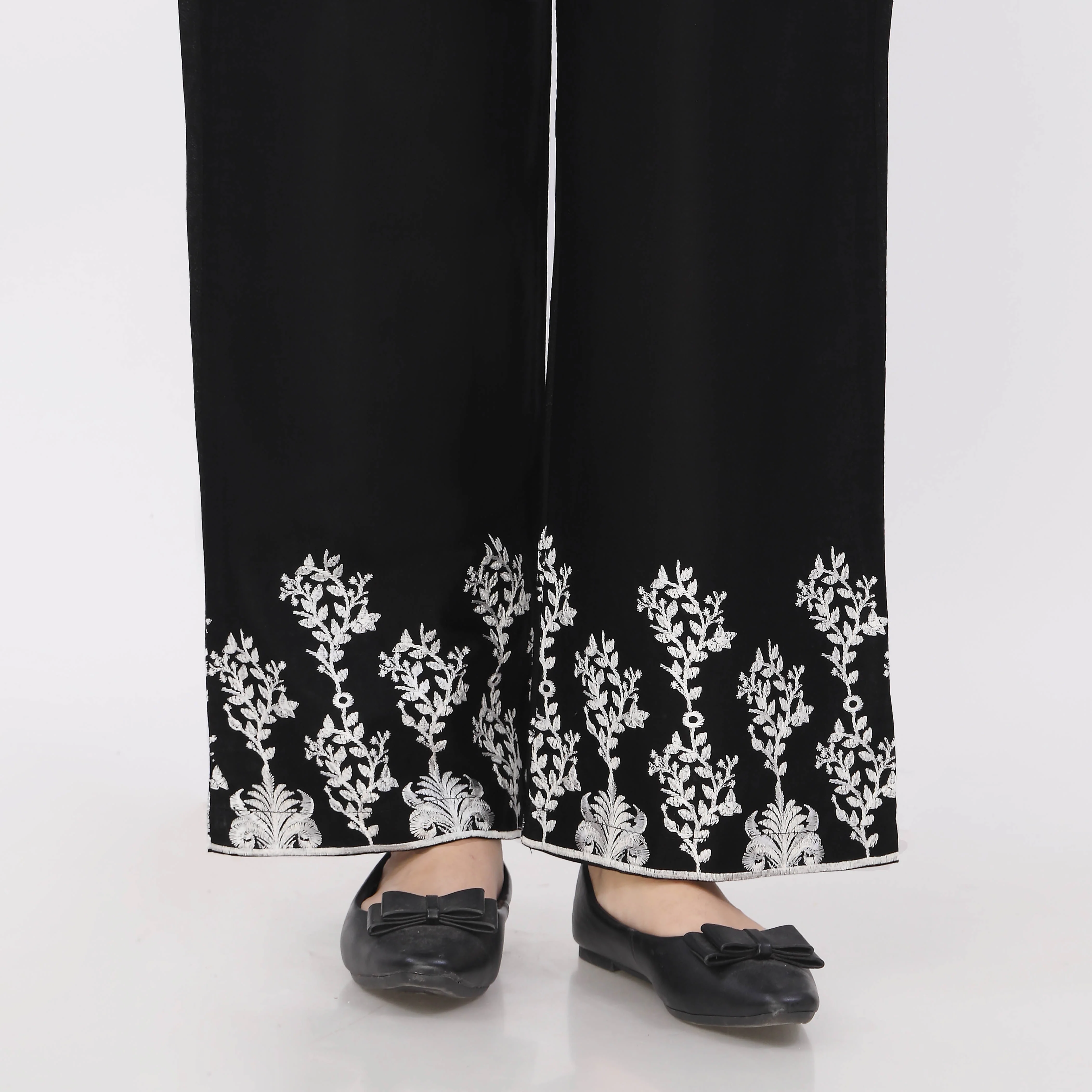 Black Cotton Cambric Embroiderd Trouser PL5066 - Image 2
