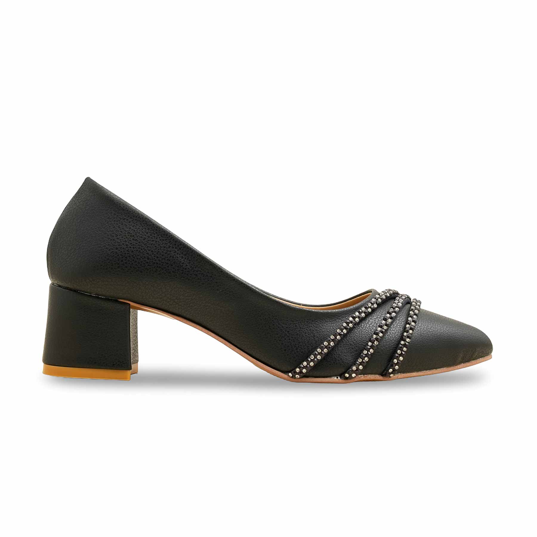 Black Court Shoes For Ladies WN7494 - Image 2