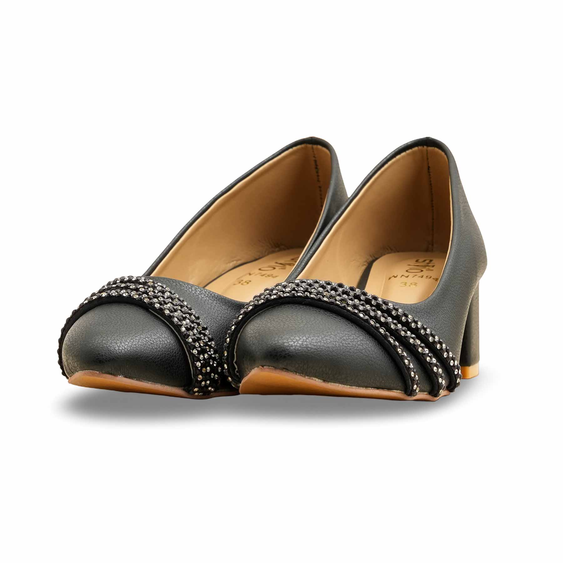 Black Court Shoes For Ladies WN7494 - Image 3