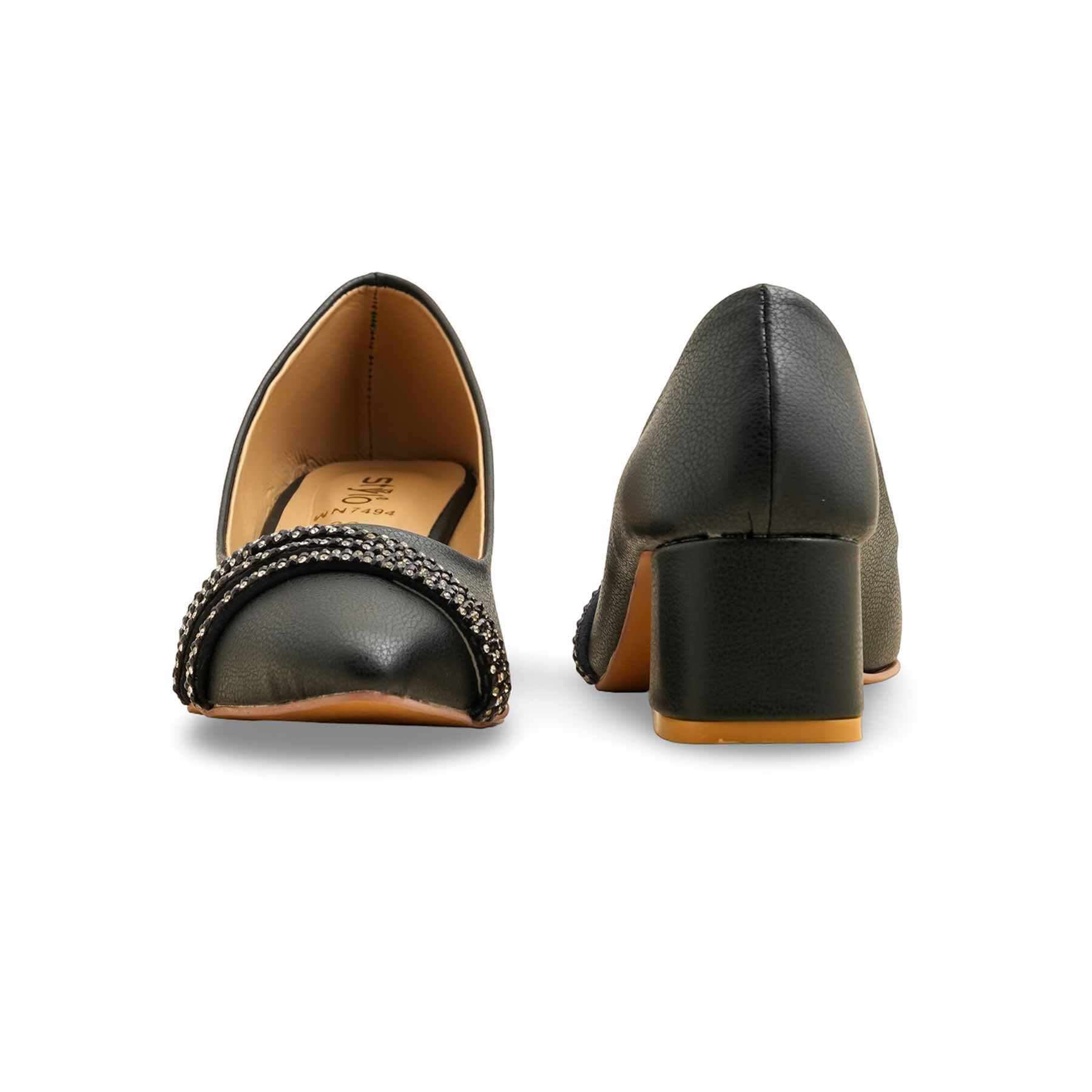 Black Court Shoes For Ladies WN7494 - Image 4