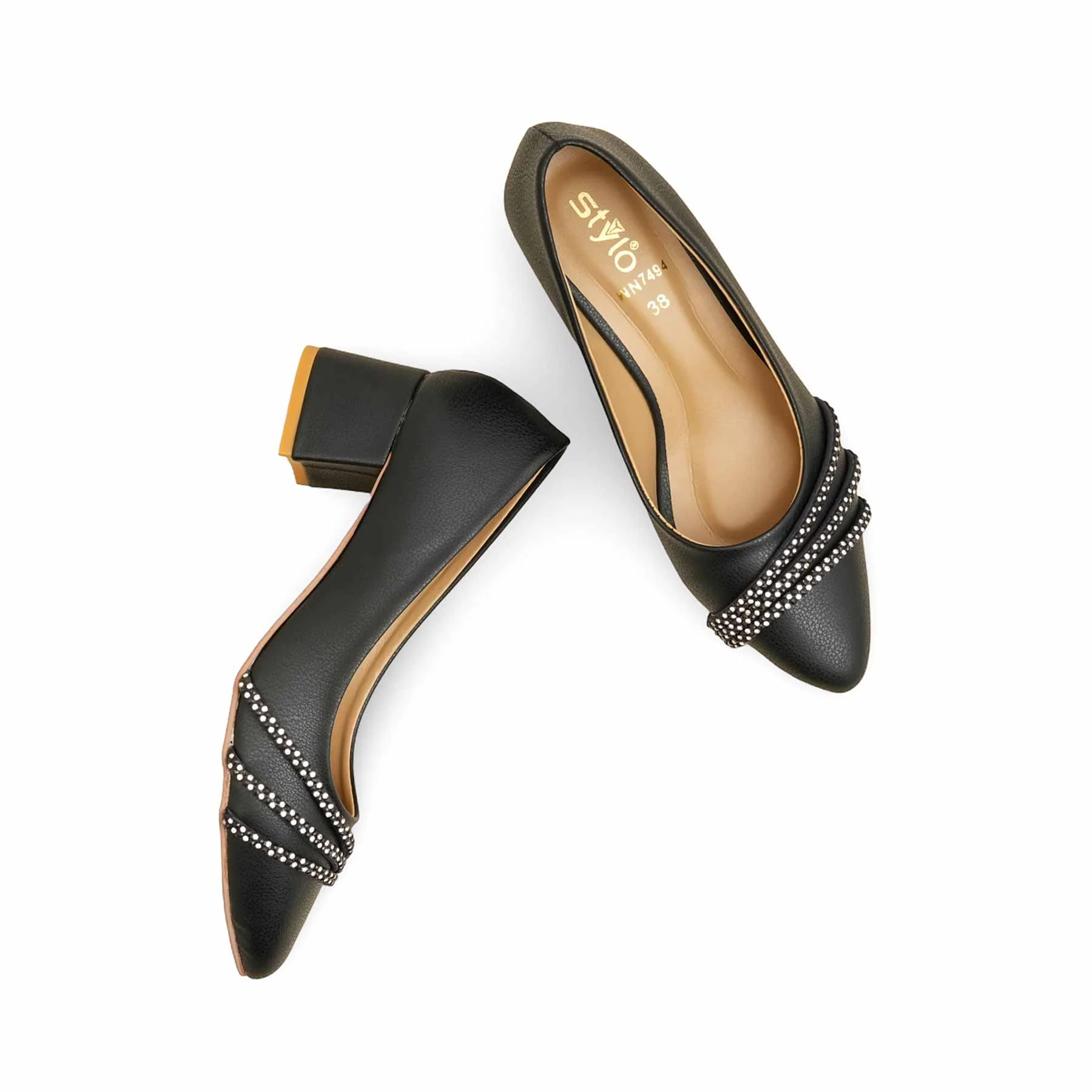 Black Court Shoes For Ladies WN7494 - Image 5