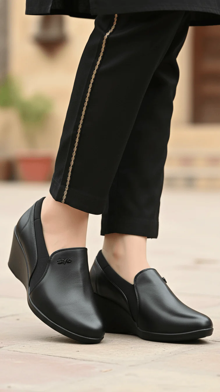 Black Court Shoes For Ladies WN7510 - Image 2
