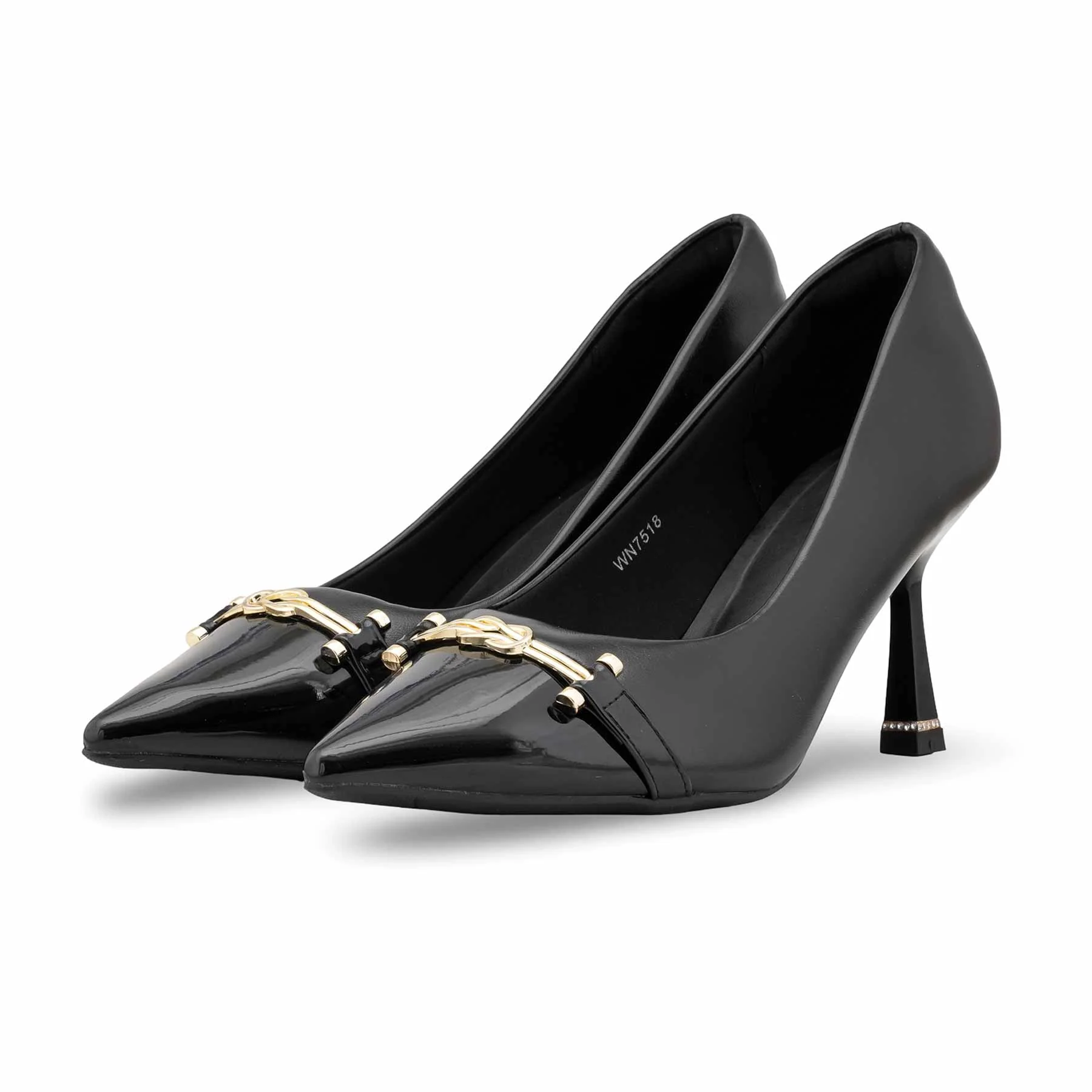 Black Court Shoes For Ladies WN7518 - Image 3