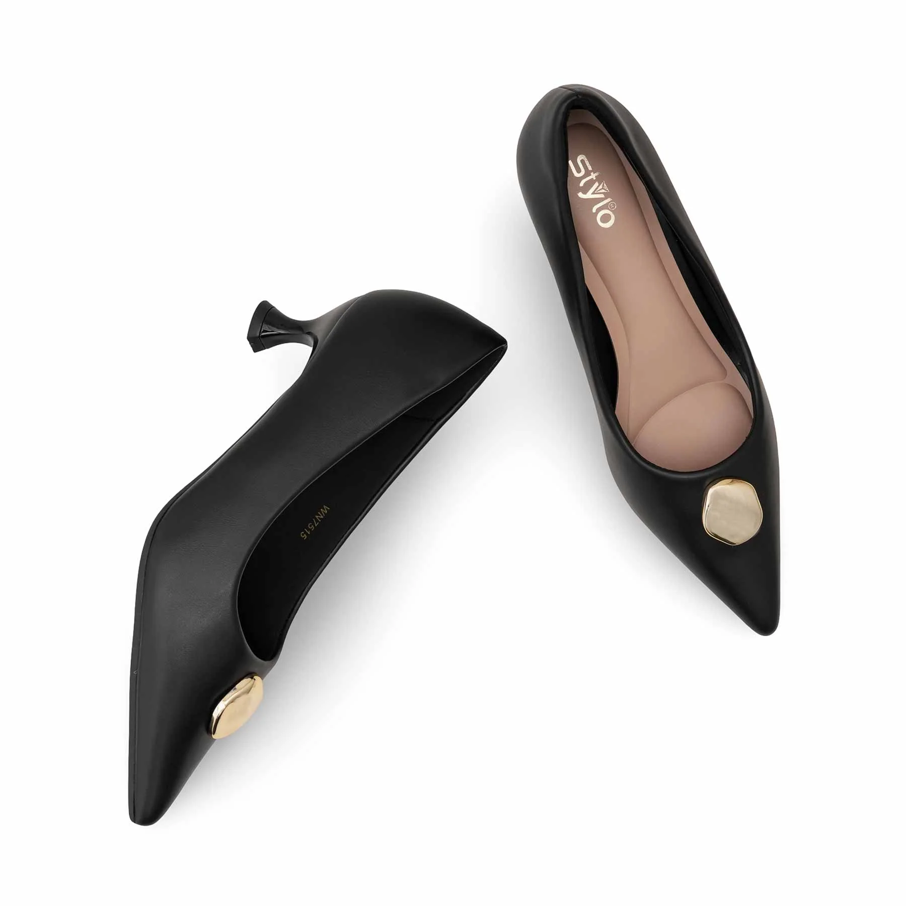 Black Court Shoes For Women WN7515 - Image 6