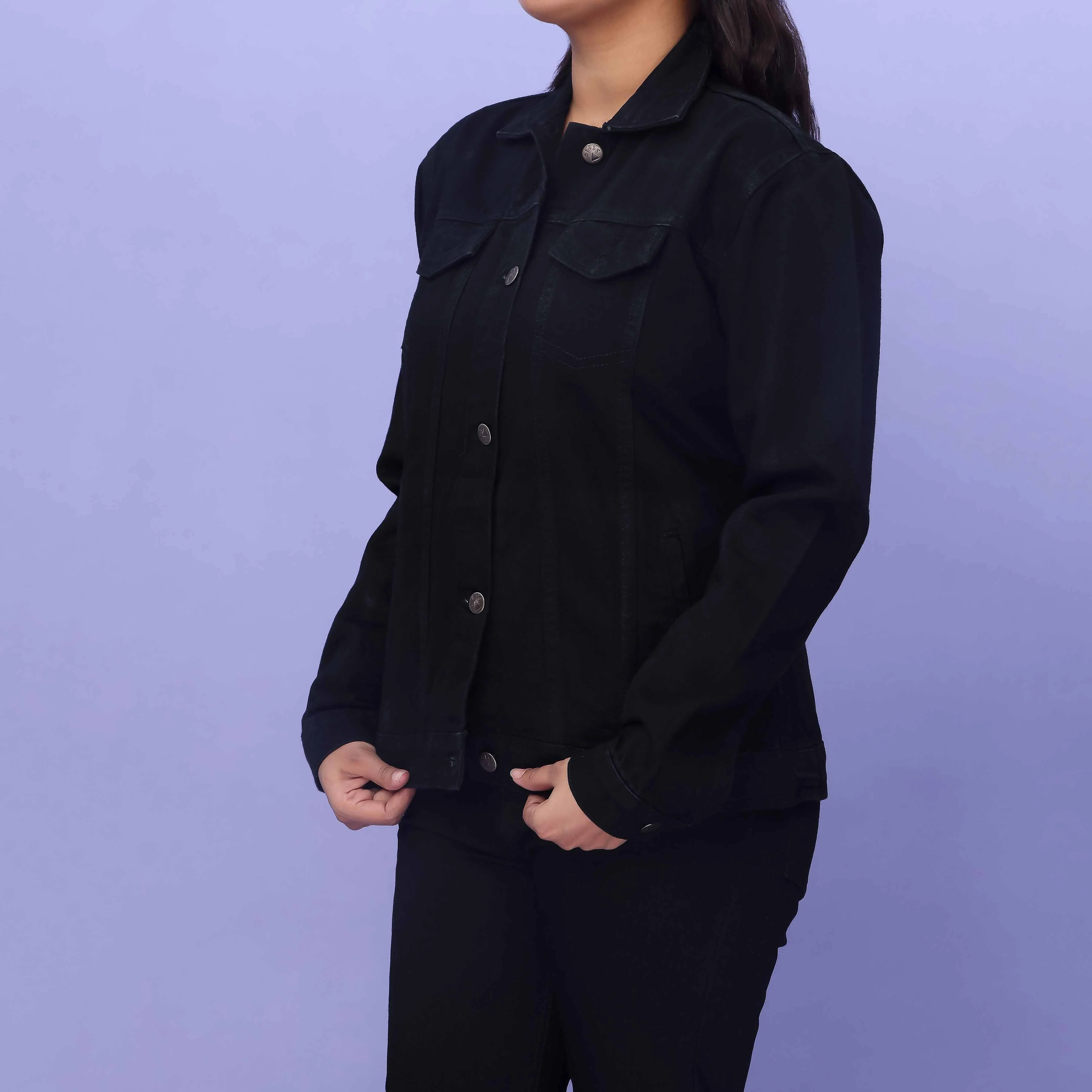 Black Denim Jacket PW4287 - Image 2