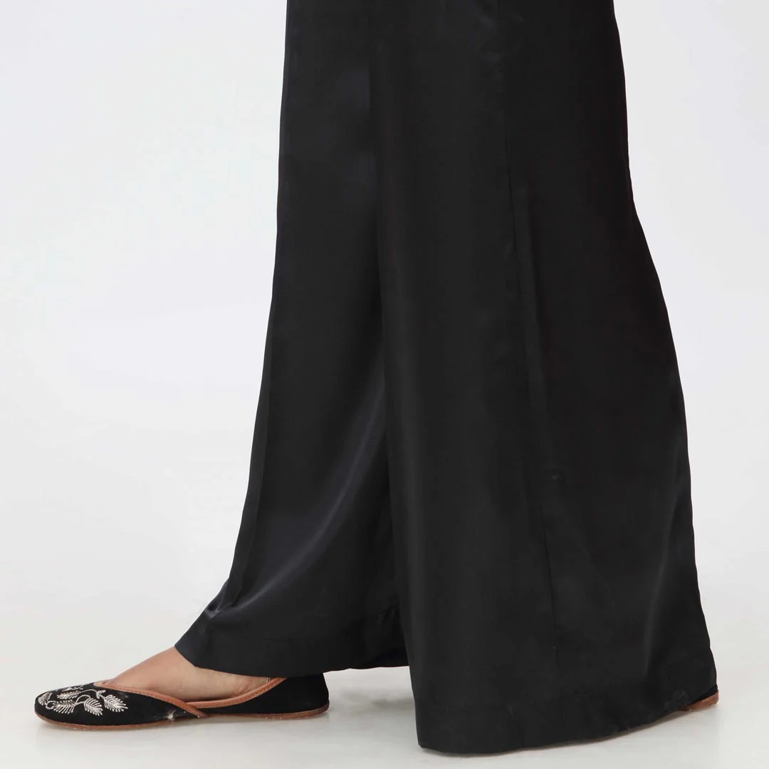 Black Dyed Grip Silk Plazo PW3644 - Image 2