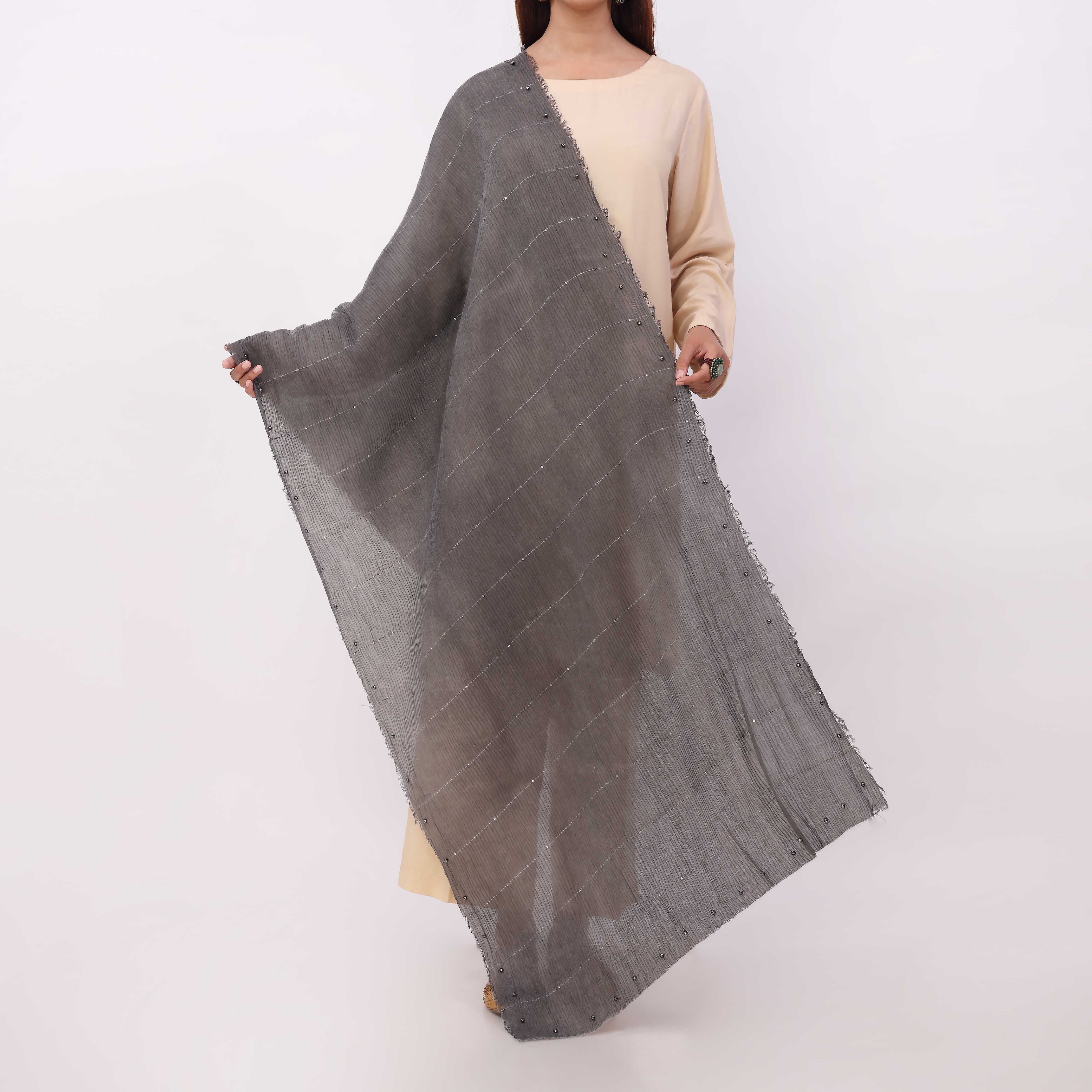Black Embroidered Stole PD5303 - Image 2