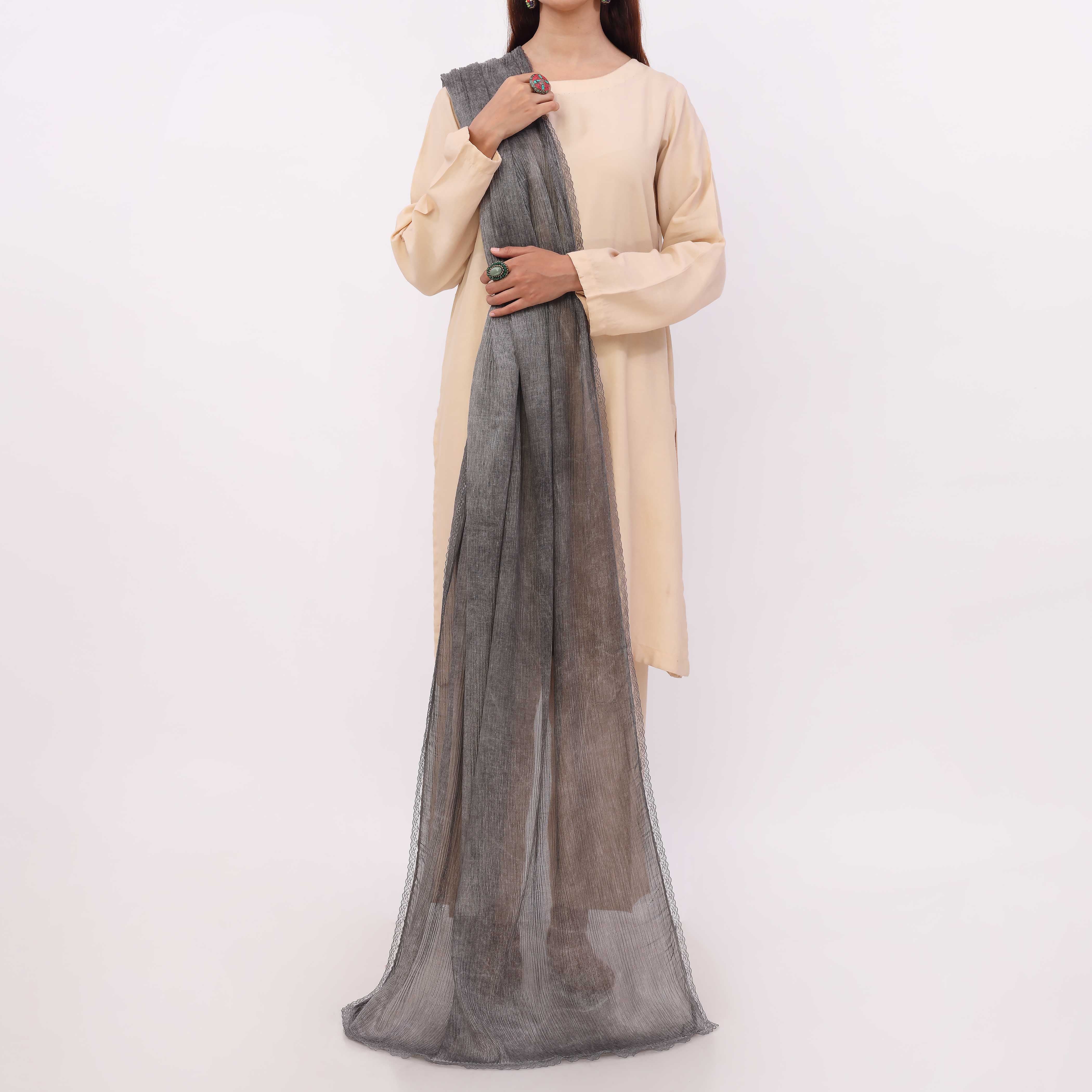 Black Embroidered Stole PD5313 - Image 2