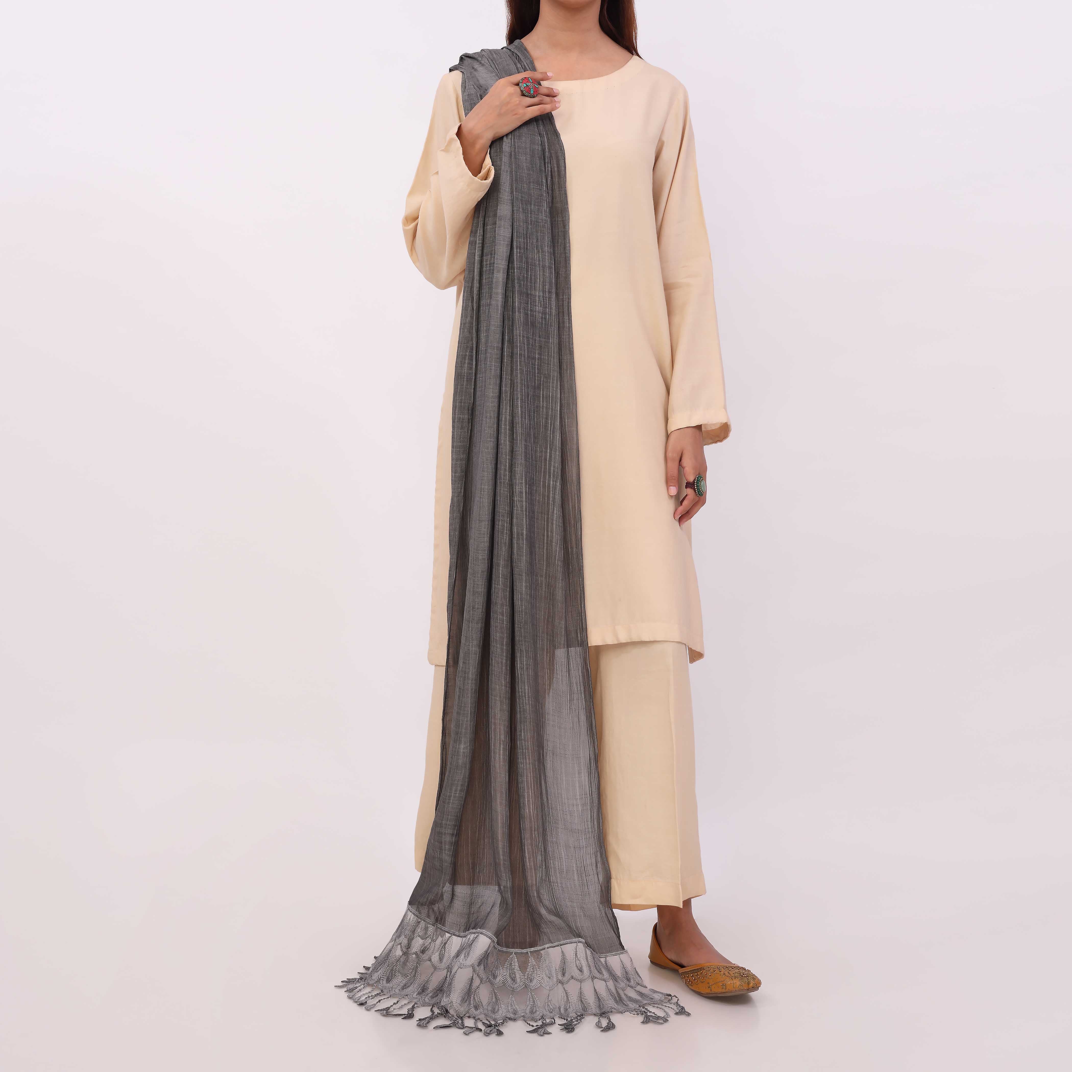 Black Embroidered Stole PD5326 - Image 2