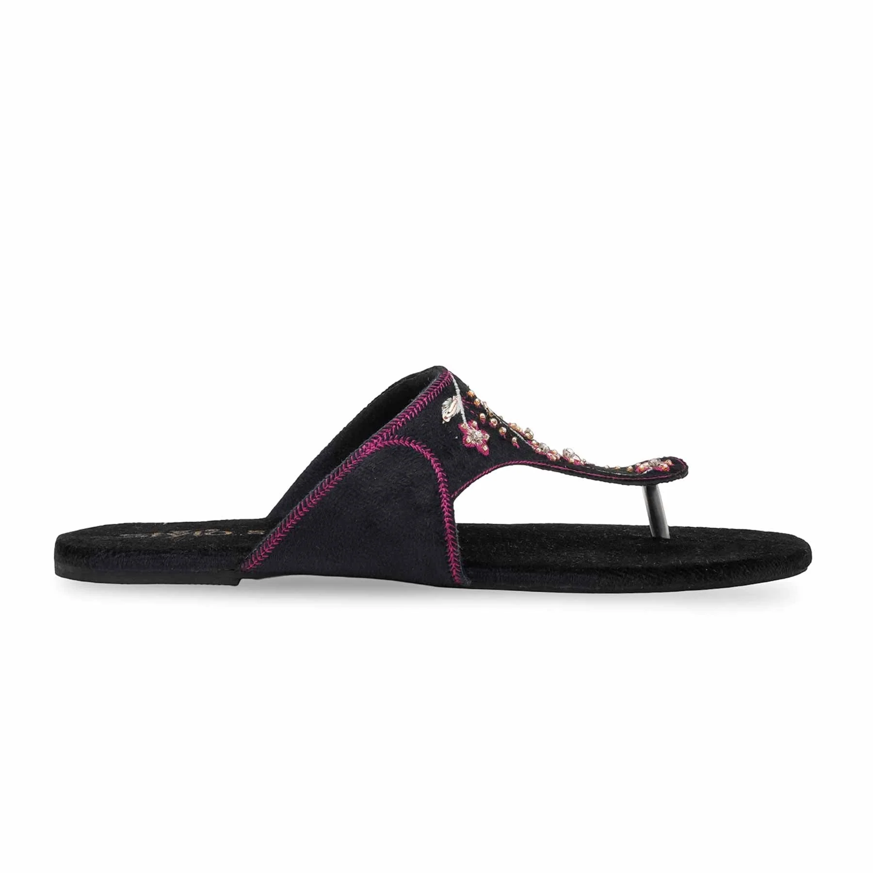 Black Ethnic Chappal For Ladies EC0239 - Image 2