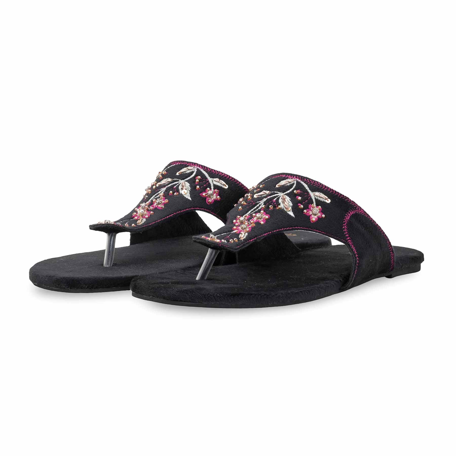 Black Ethnic Chappal For Ladies EC0239 - Image 3