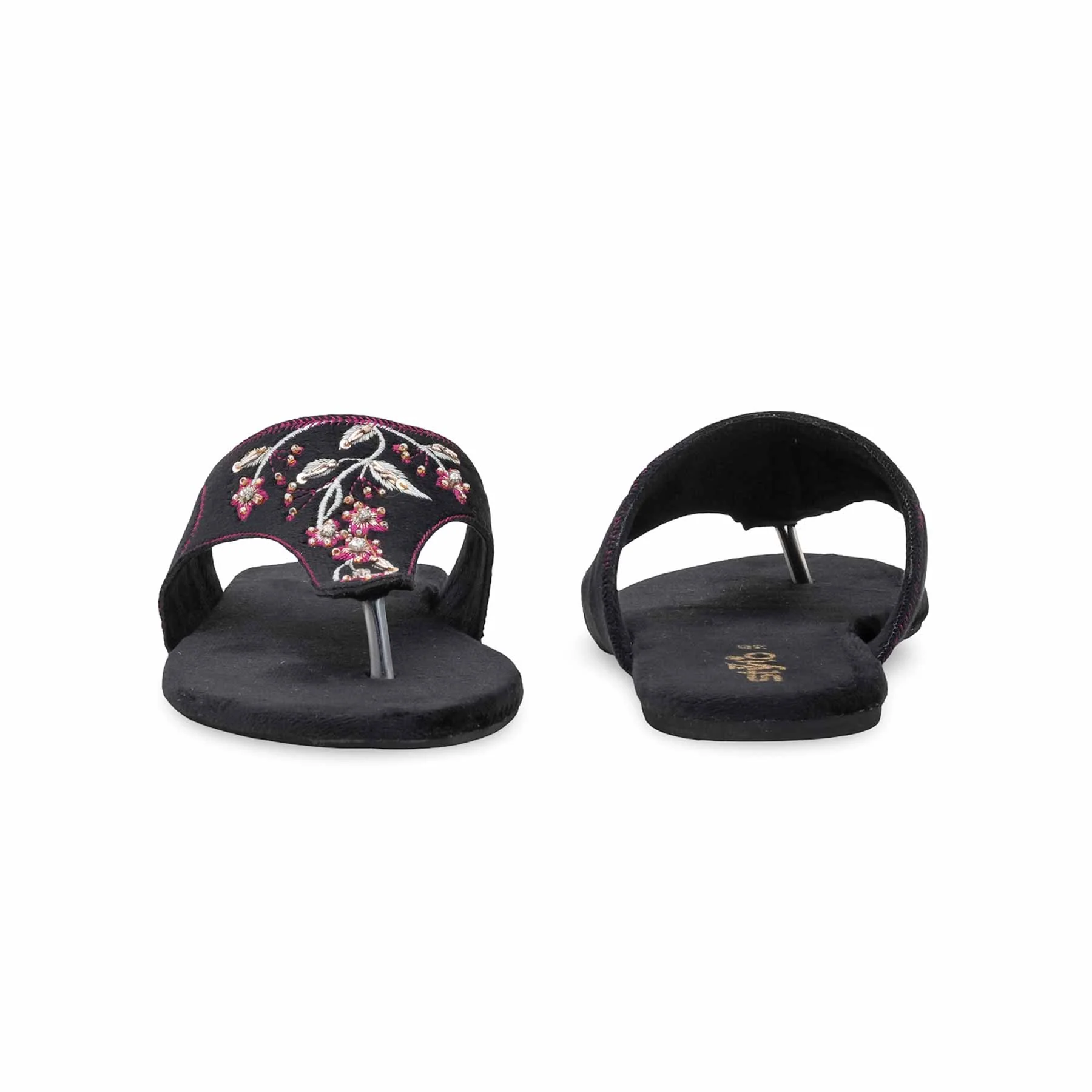 Black Ethnic Chappal For Ladies EC0239 - Image 4