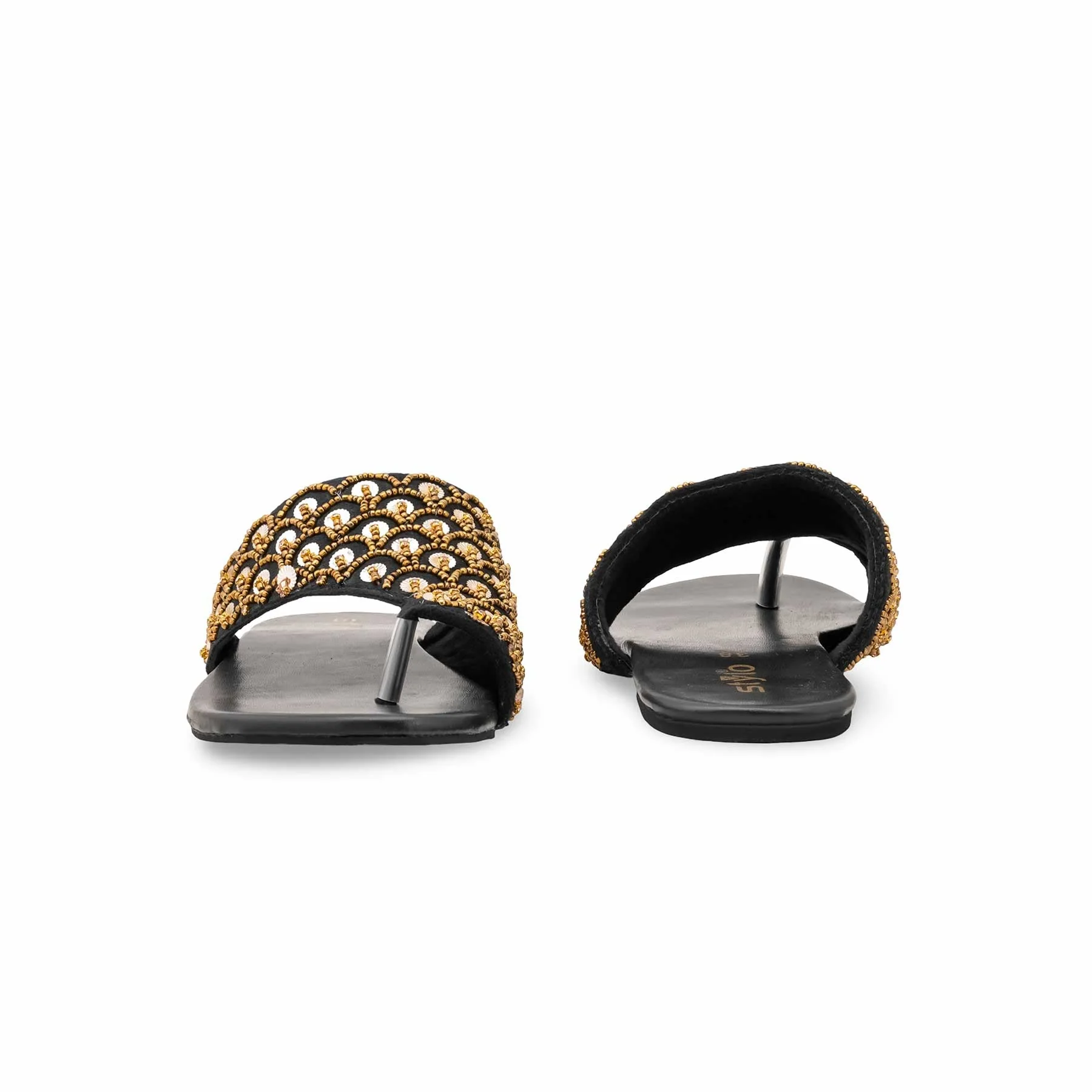 Black Ethnic Chappal For Ladies EC0241 - Image 4