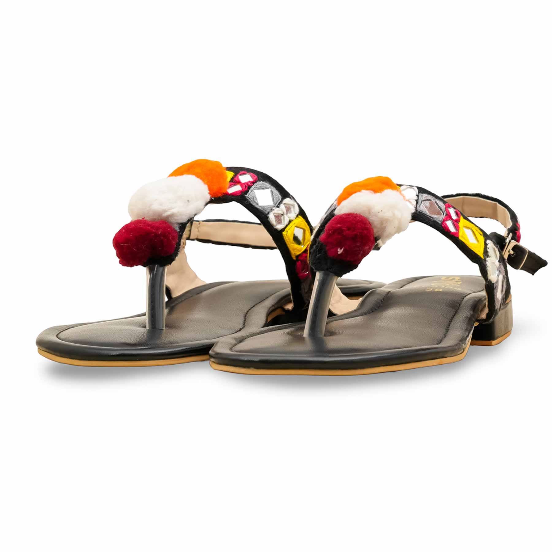 Black Ethnic Chappal For Ladies EC3186 - Image 3