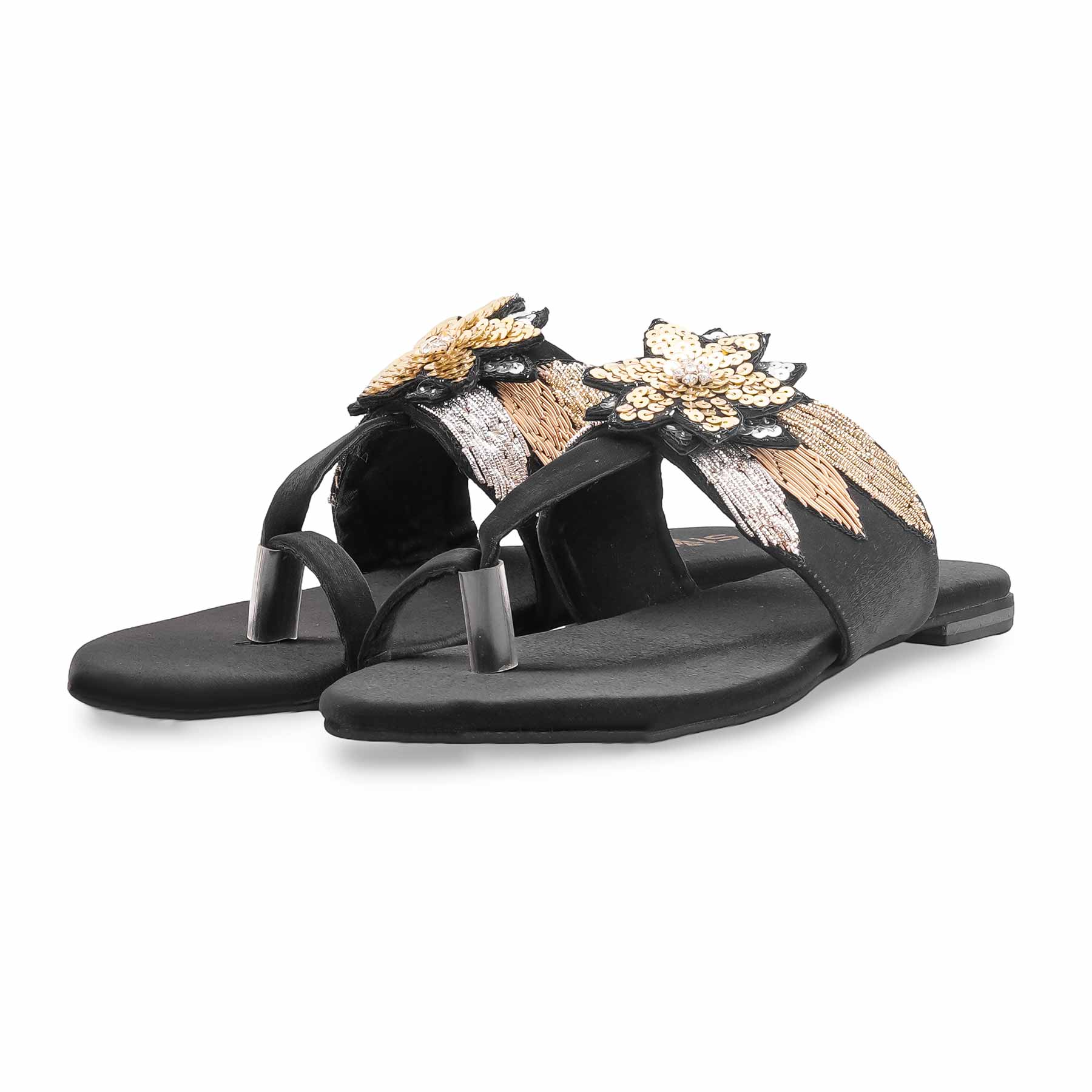 Black Ethnic Chappal For Women EC0248 - Image 3