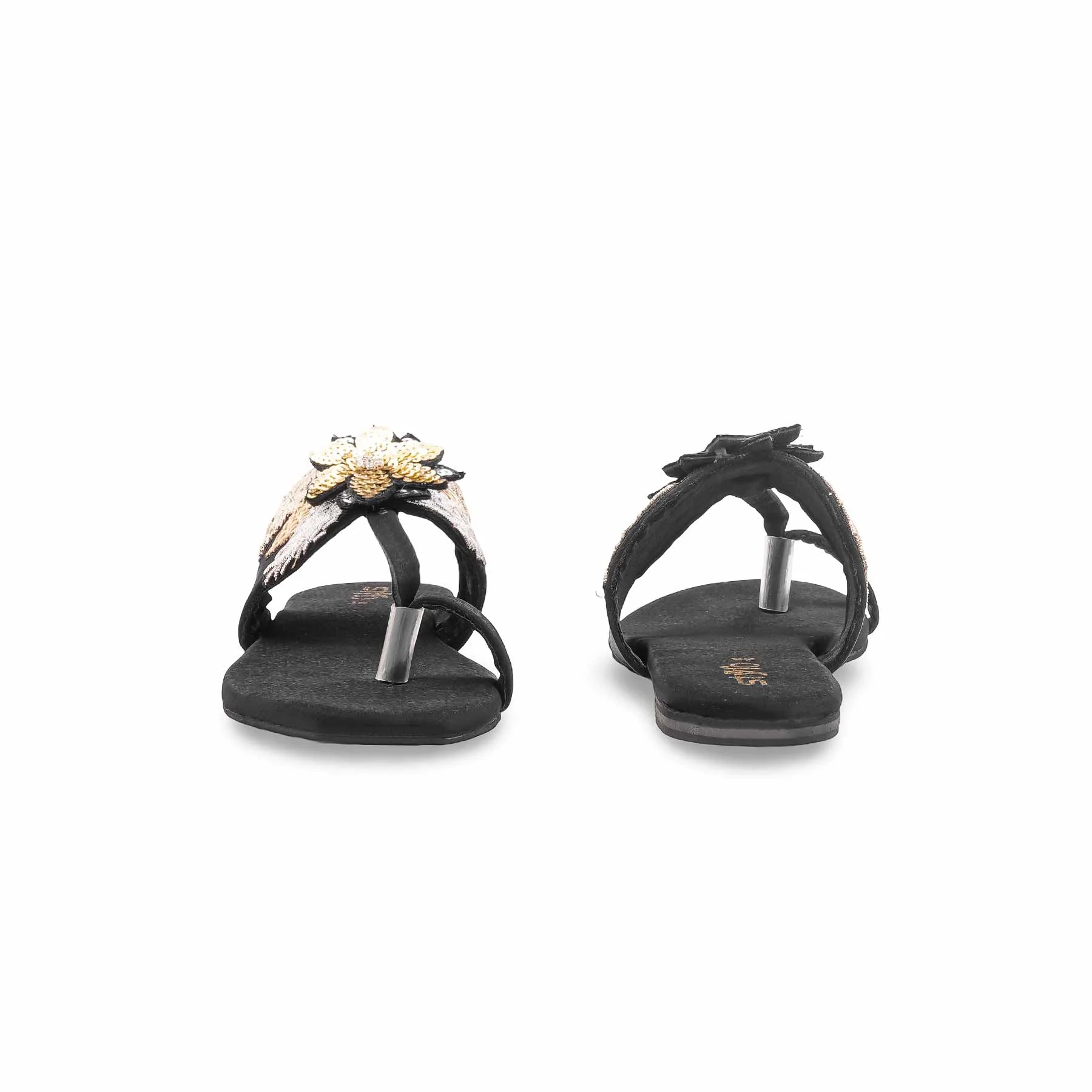 Black Ethnic Chappal For Women EC0248 - Image 4