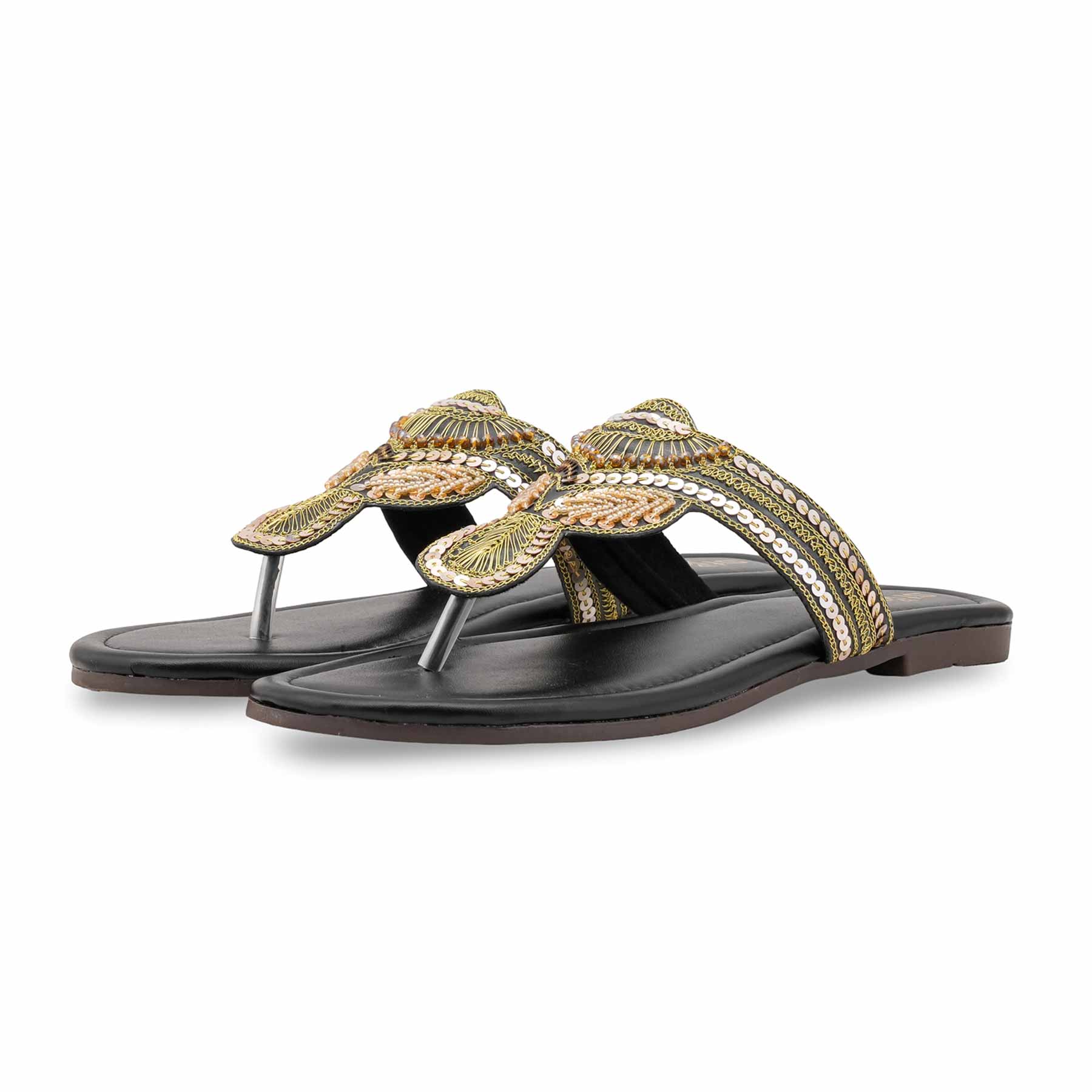Black Ethnic Chappal For Women EC0251 - Image 4