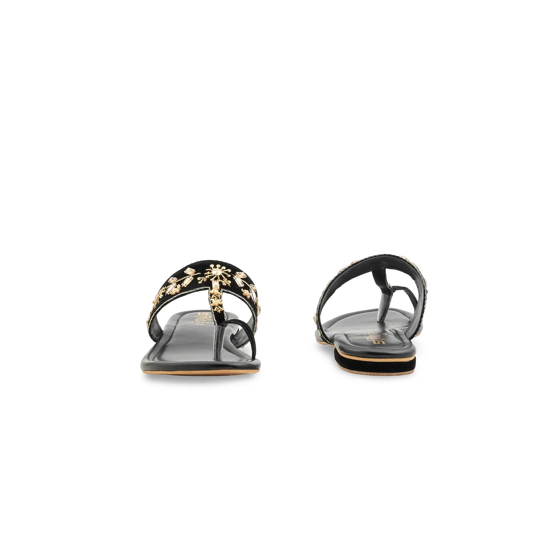 Black Ethnic Chappal For Women EC0254 - Image 4