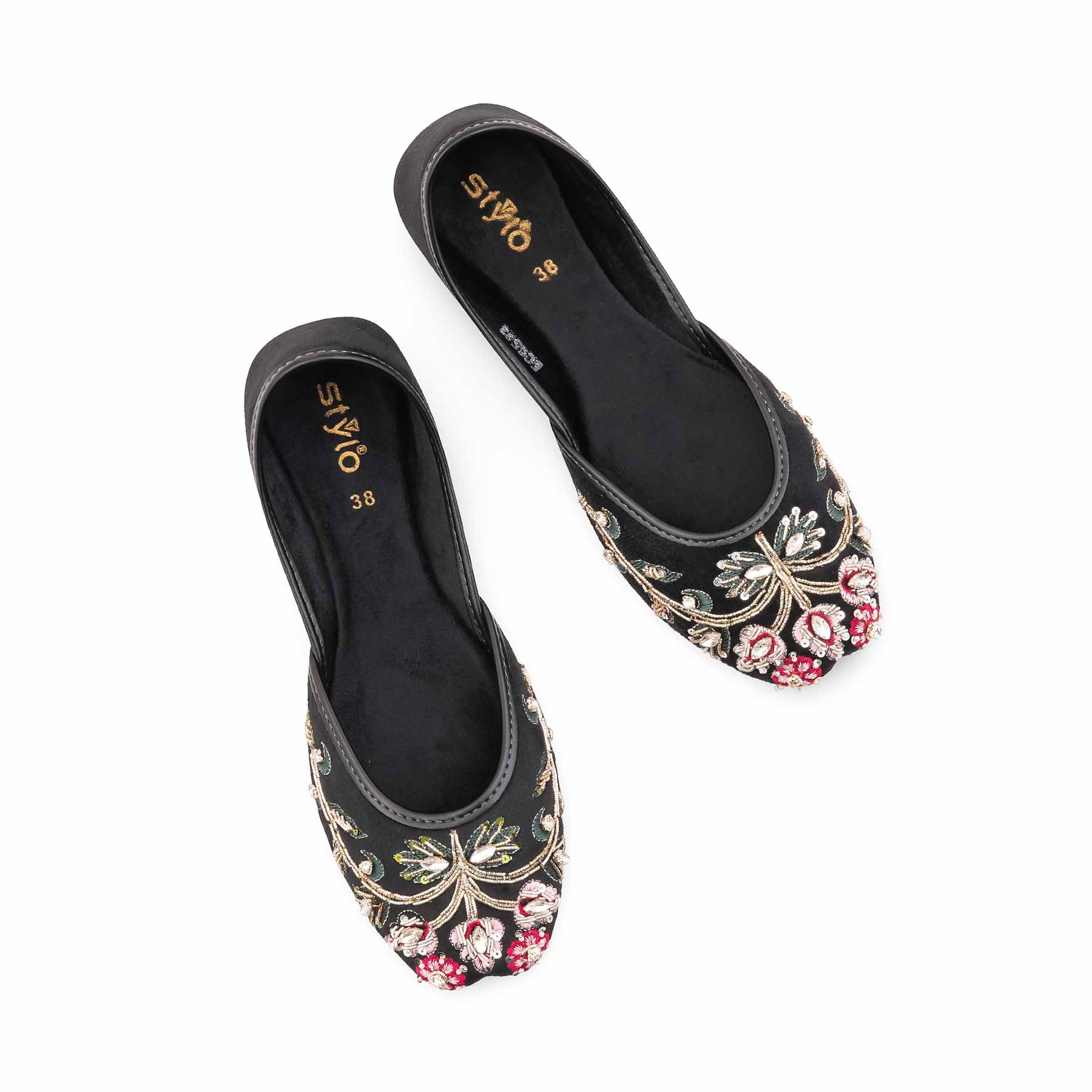 Black Ethnic Khussa For Ladies EC8592 - Image 6