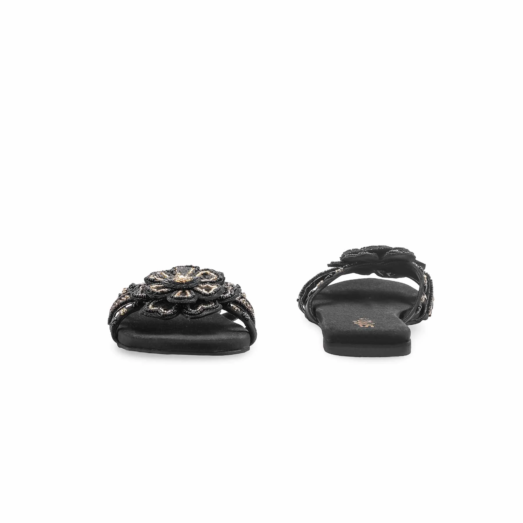Black Ethnic Slipper For Women EC0245 - Image 4