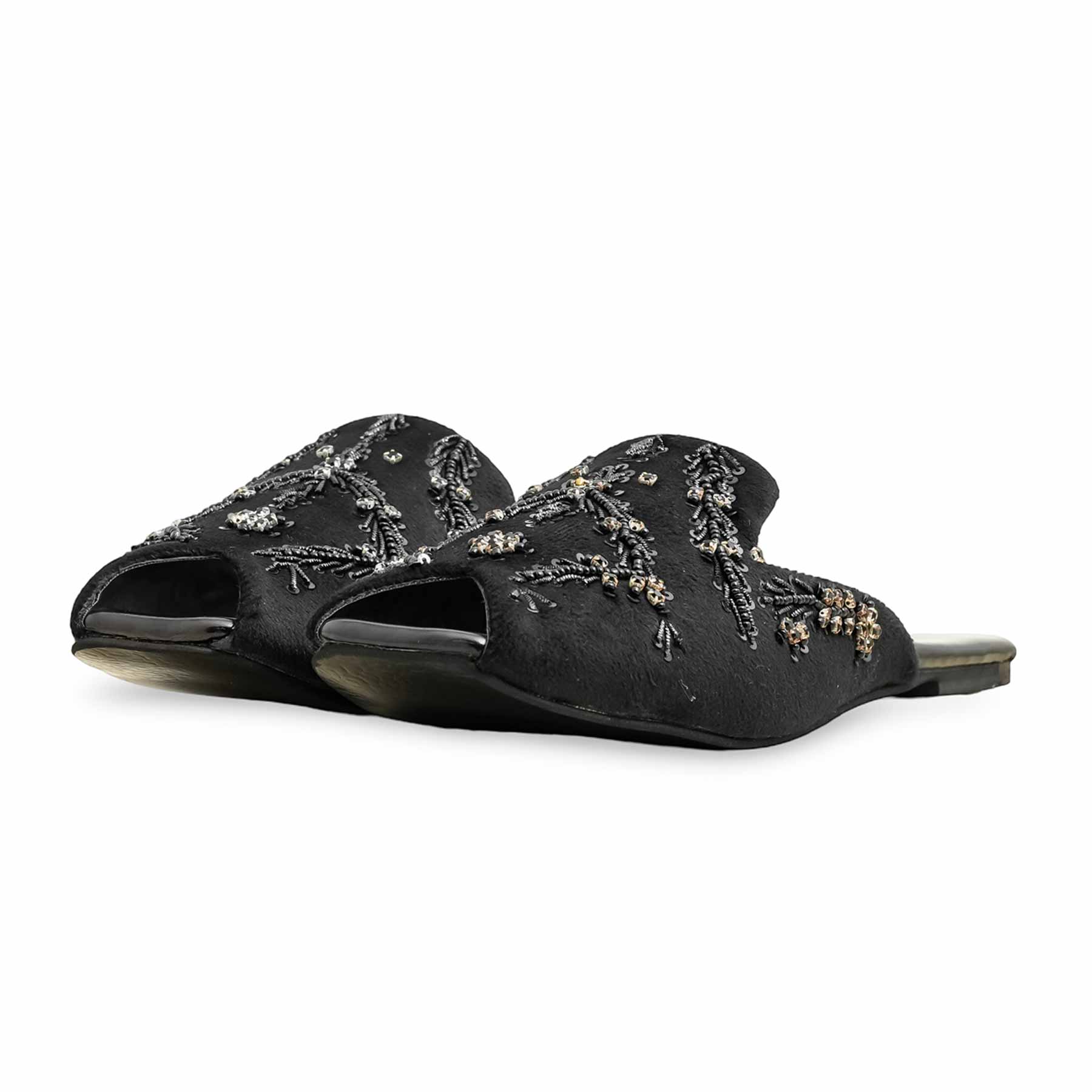 Black Fancy Back Open Khussa EC8579 - Image 3